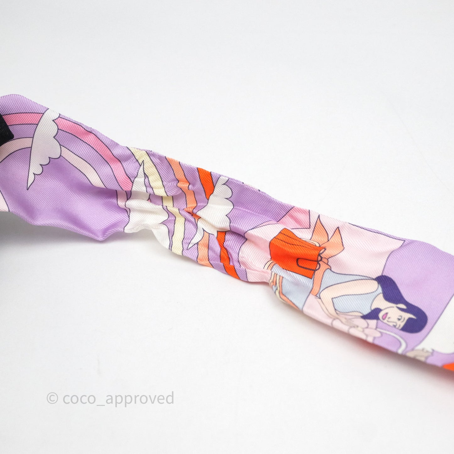 Hermes Silk Carres Volants Twilly Lilas/Rose Pâle/ Orange