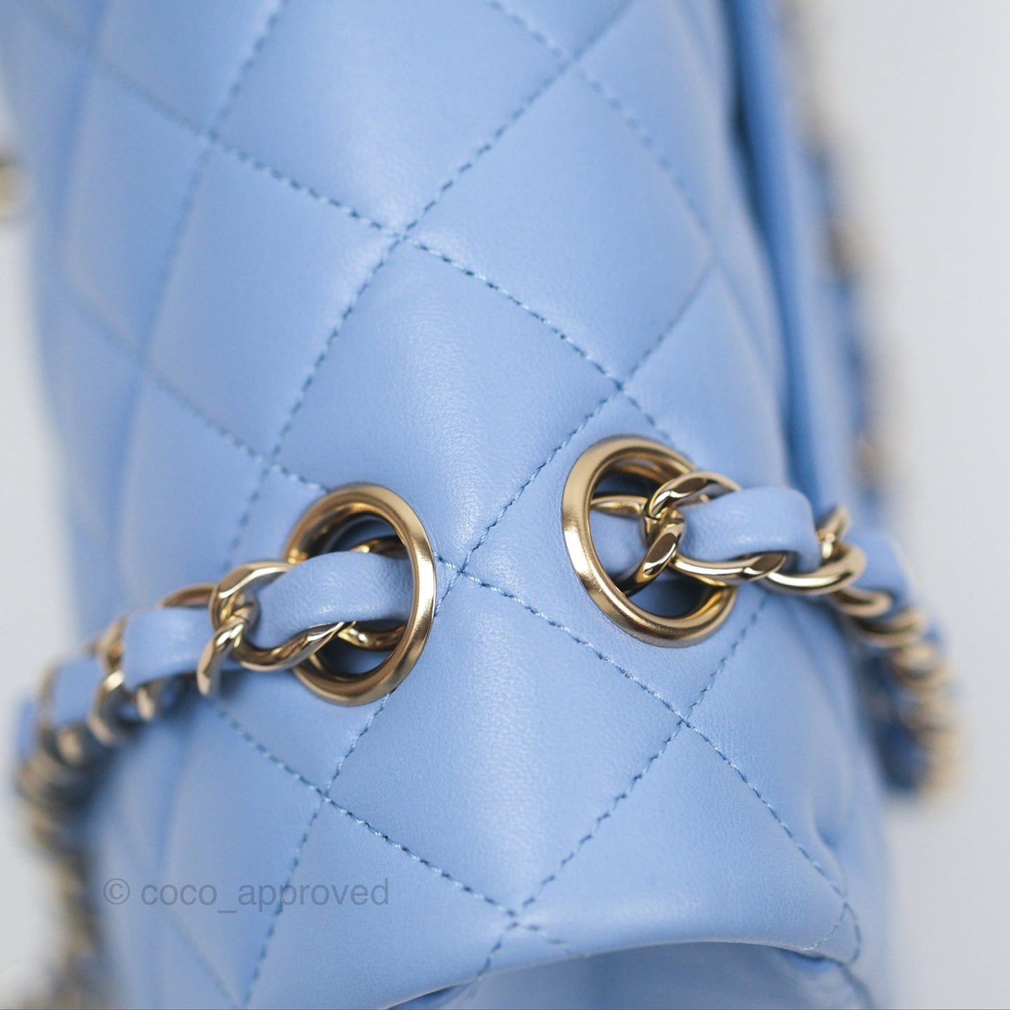 Chanel Small Classic Quilted Flap Sky Blue Lambskin Gold Hardware