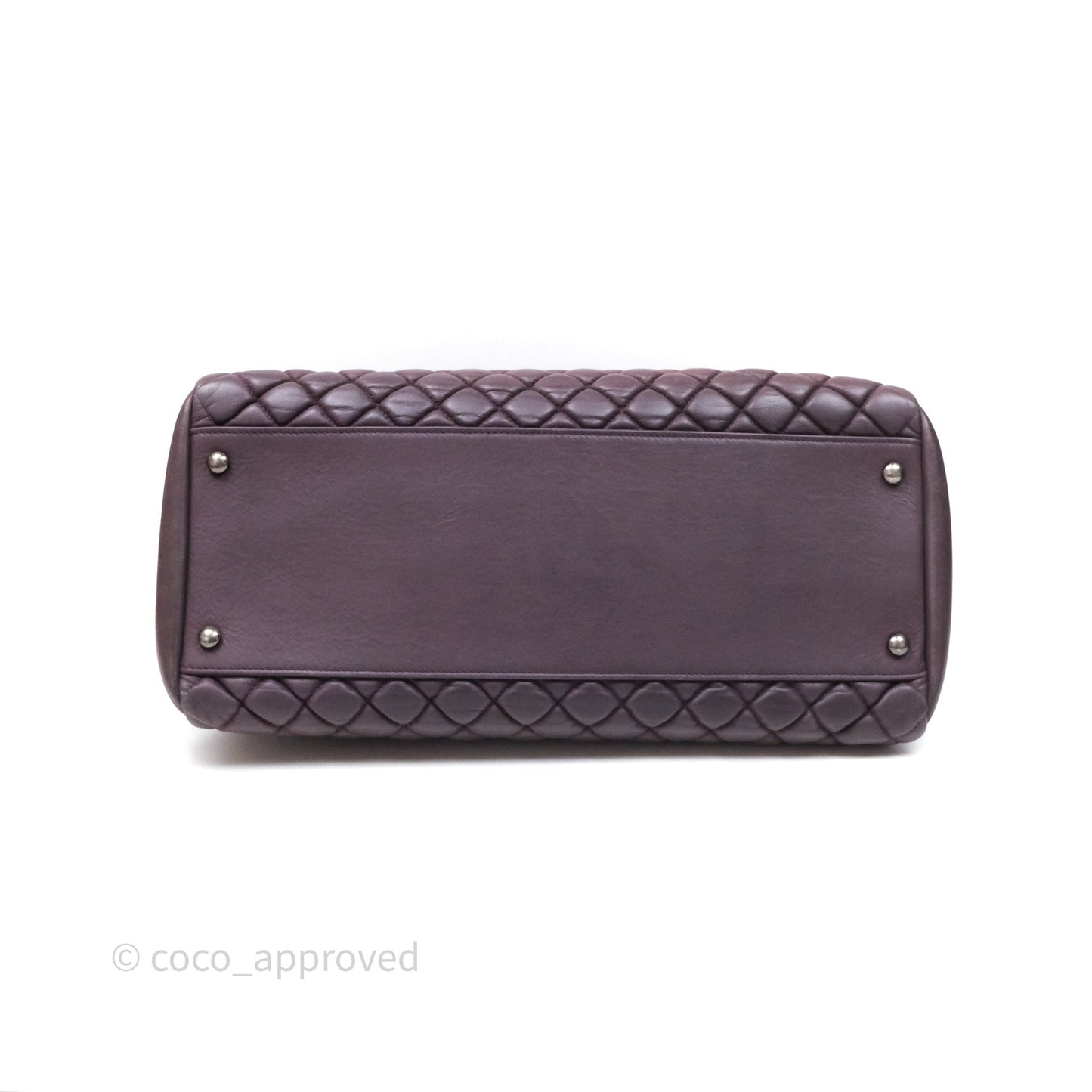 Chanel Large Mademoiselle Bowling Crumpled Calfskin Purple Ruthenium Hardware