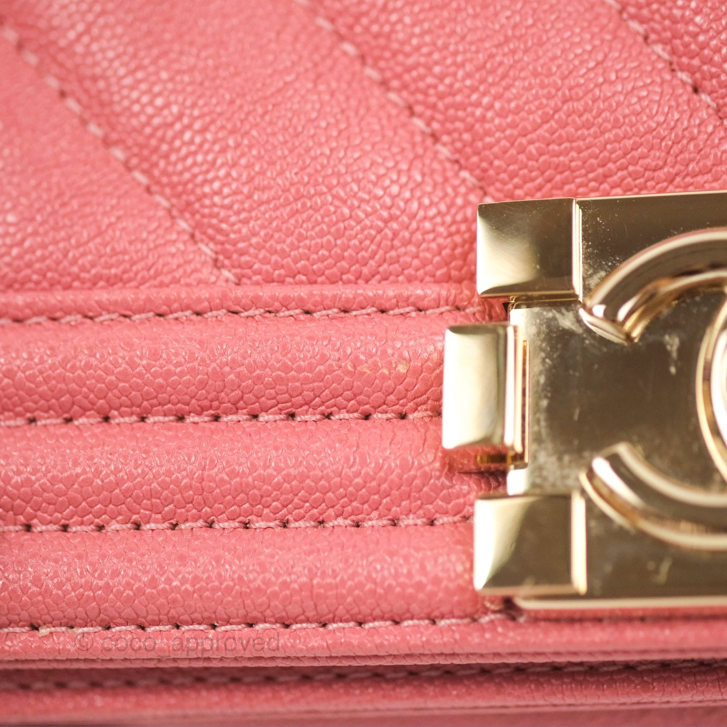Chanel Small Chevron Boy Pink Caviar Gold Hardware