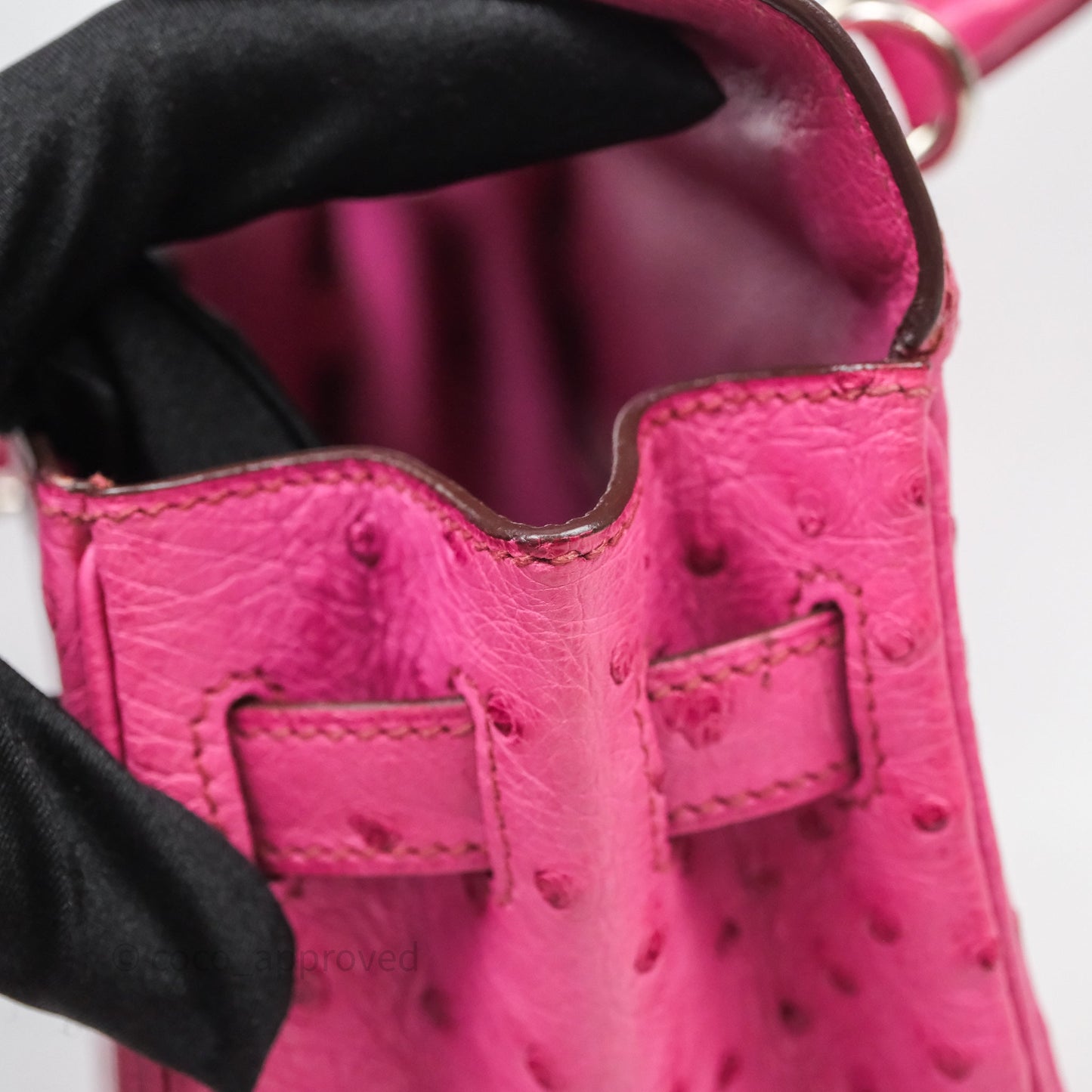Hermes Kelly 32 Fuchsia Ostrich Palladium Hardware