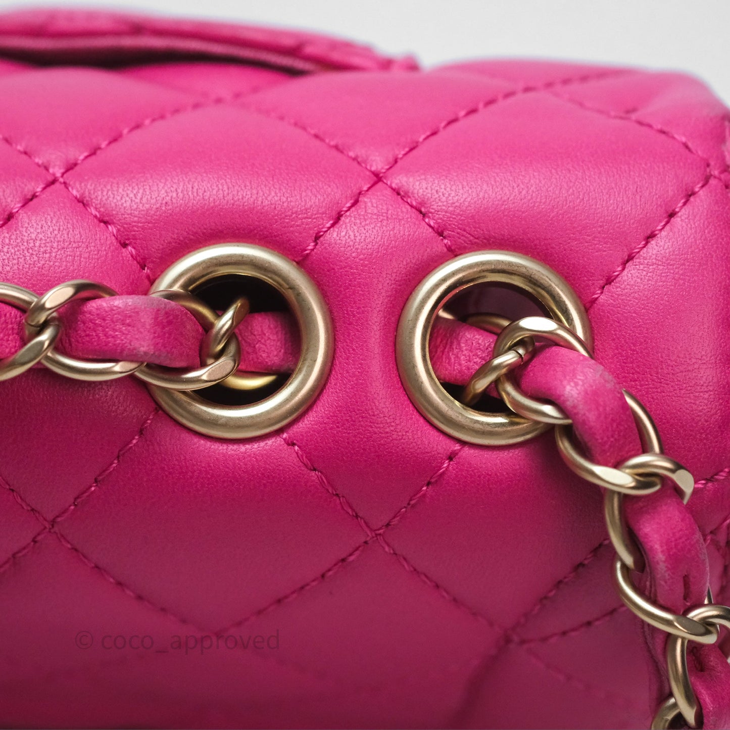 Chanel Quilted Mini Mademoiselle Chic Flap Dark Pink Lambskin Aged Gold Hardware