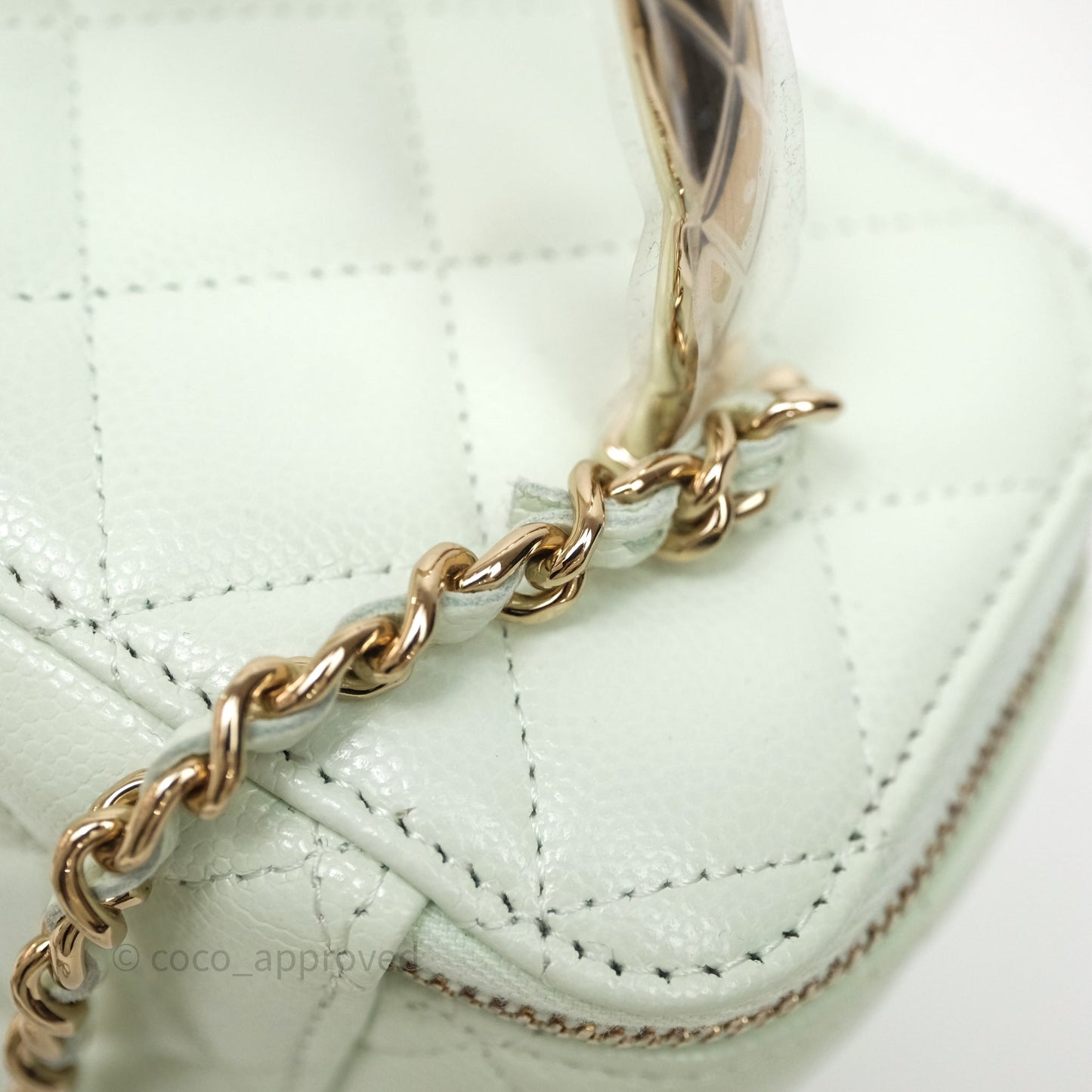 Chanel Vanity Rectangular Top Handle Mint Green Caviar Gold Hardware