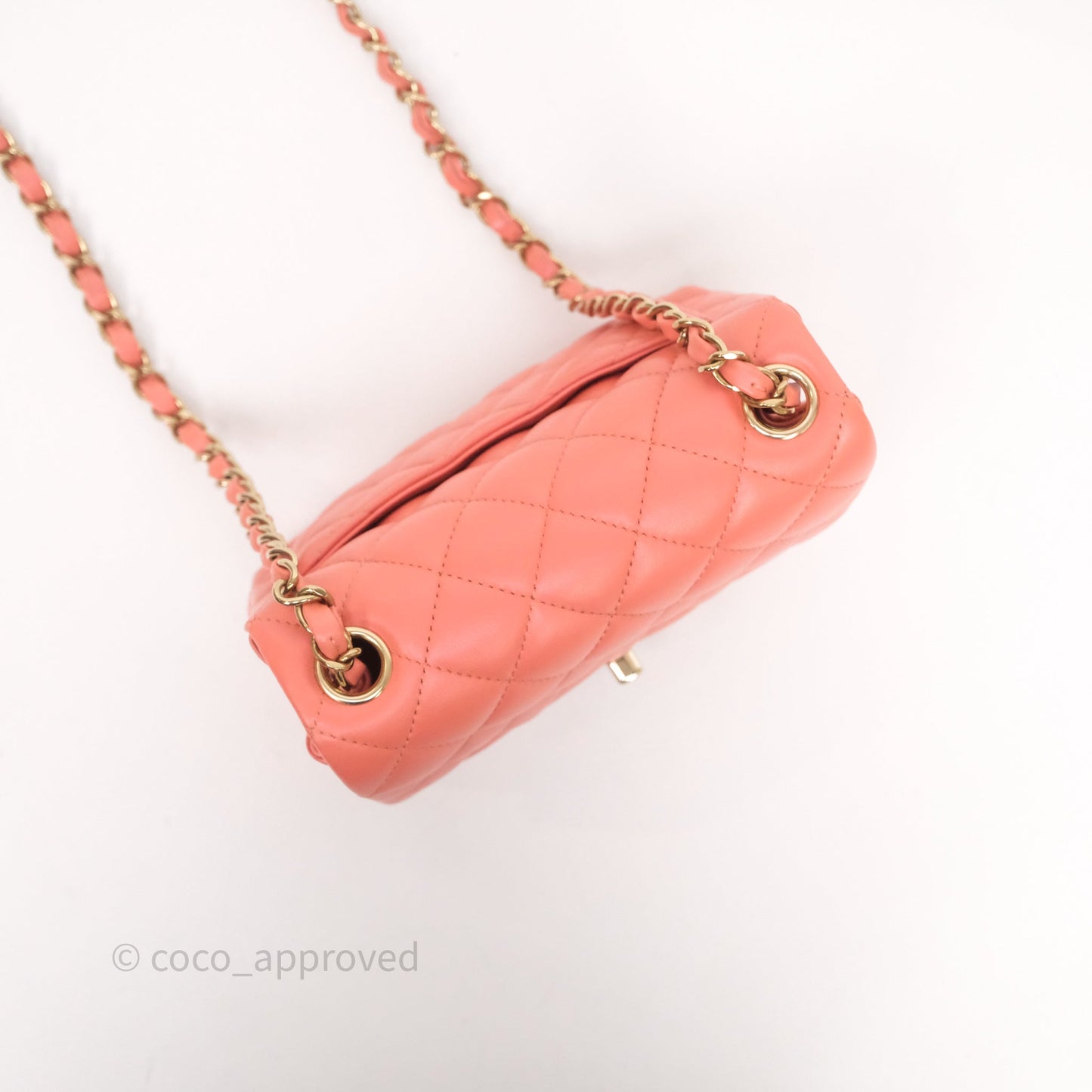 Chanel Mini Square Flap Quilted Pink Lambskin Gold Hardware