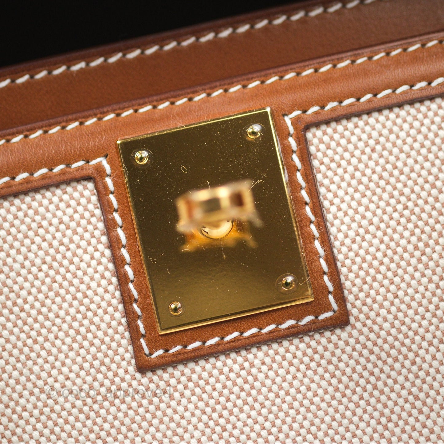 Hermès Kelly Depeches 25 Pouch Ecru-beige 14 Toile H/ Fauve 34 Barenia Gold Hardware