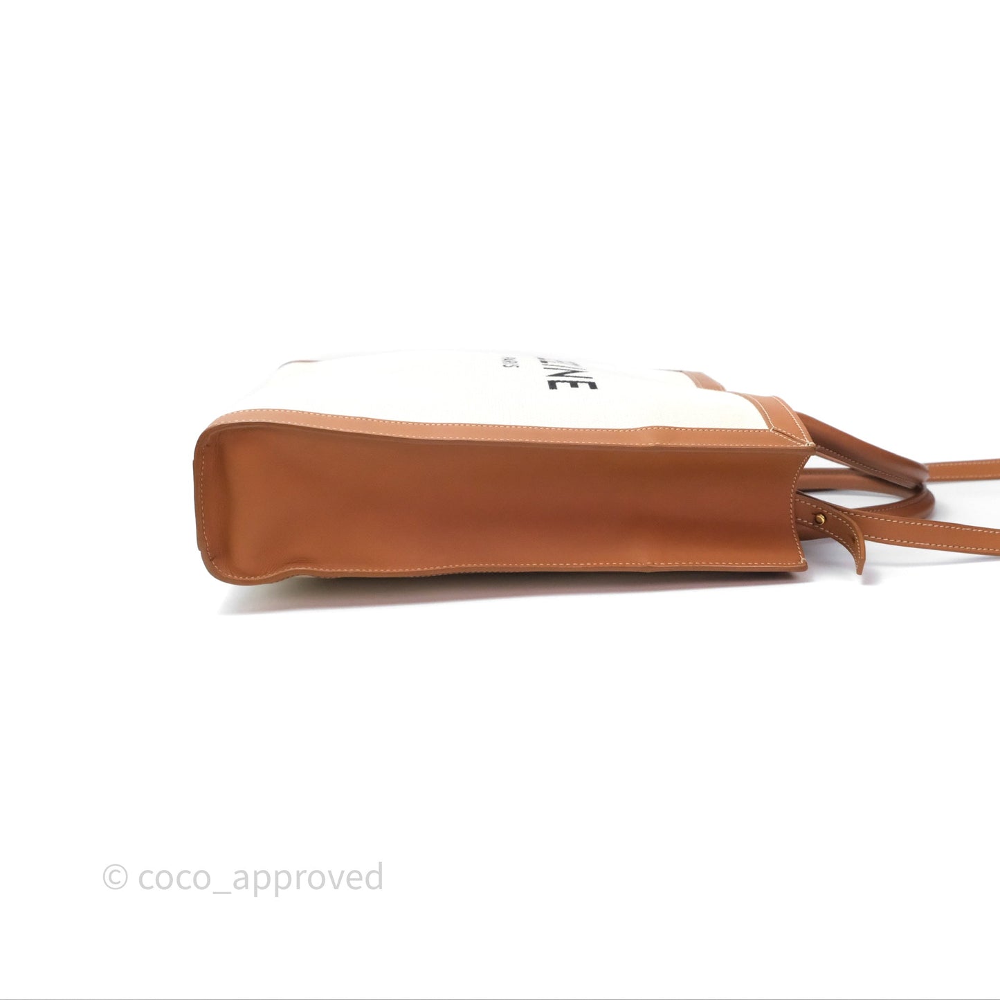 Celine Small Vertical Cabas Tote With Celine Print Natural/ Tan