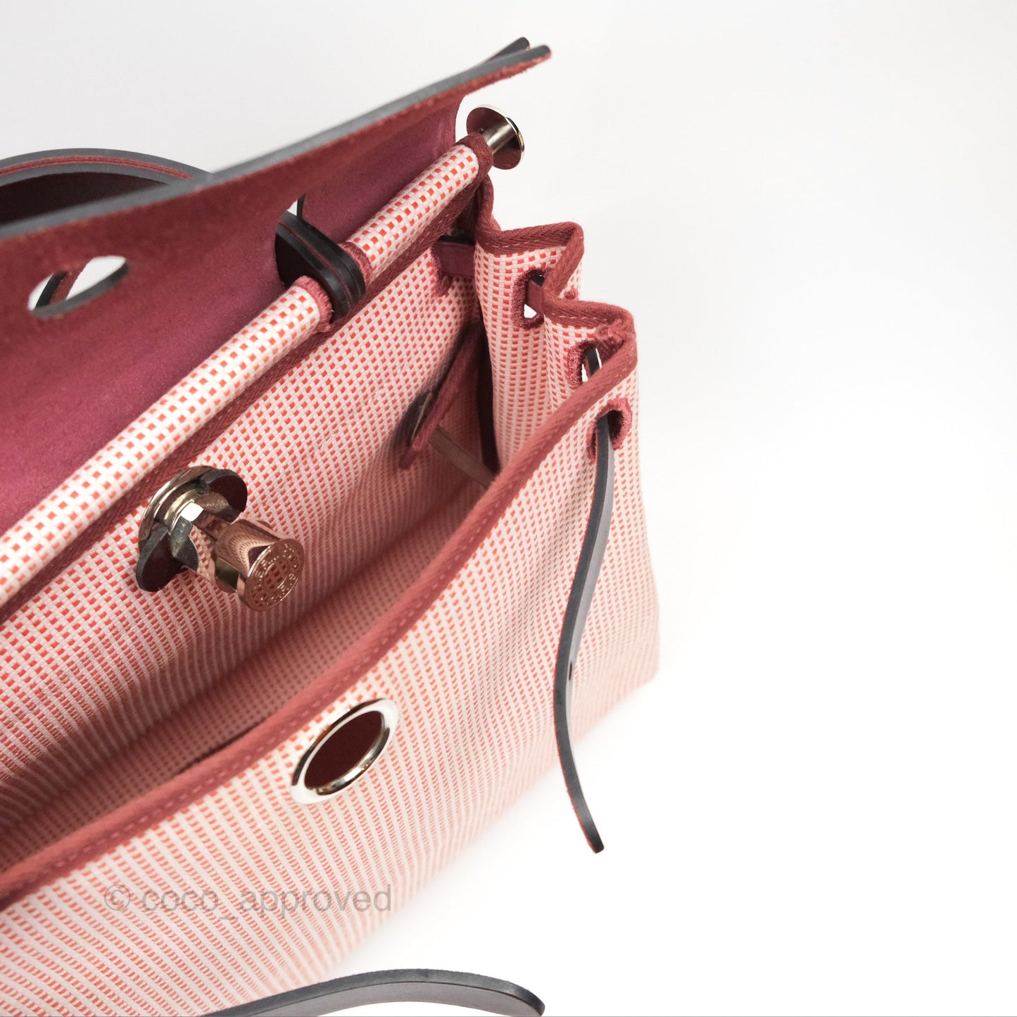 Hermès Herbag Retourne Zip 31 Ecru/Brique/Mauve Pale/Rouge Sellier Canvas Palladium Hardware