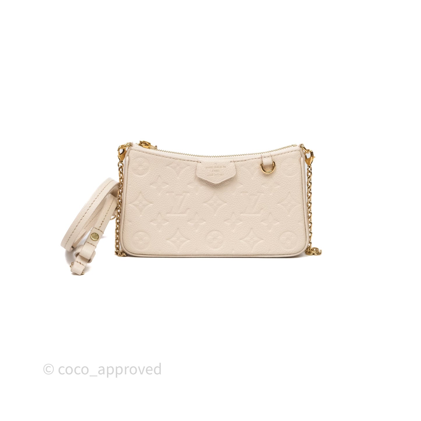 Louis Vuitton Easy Pouch On Strap Crème Monogram Empreinte Leather