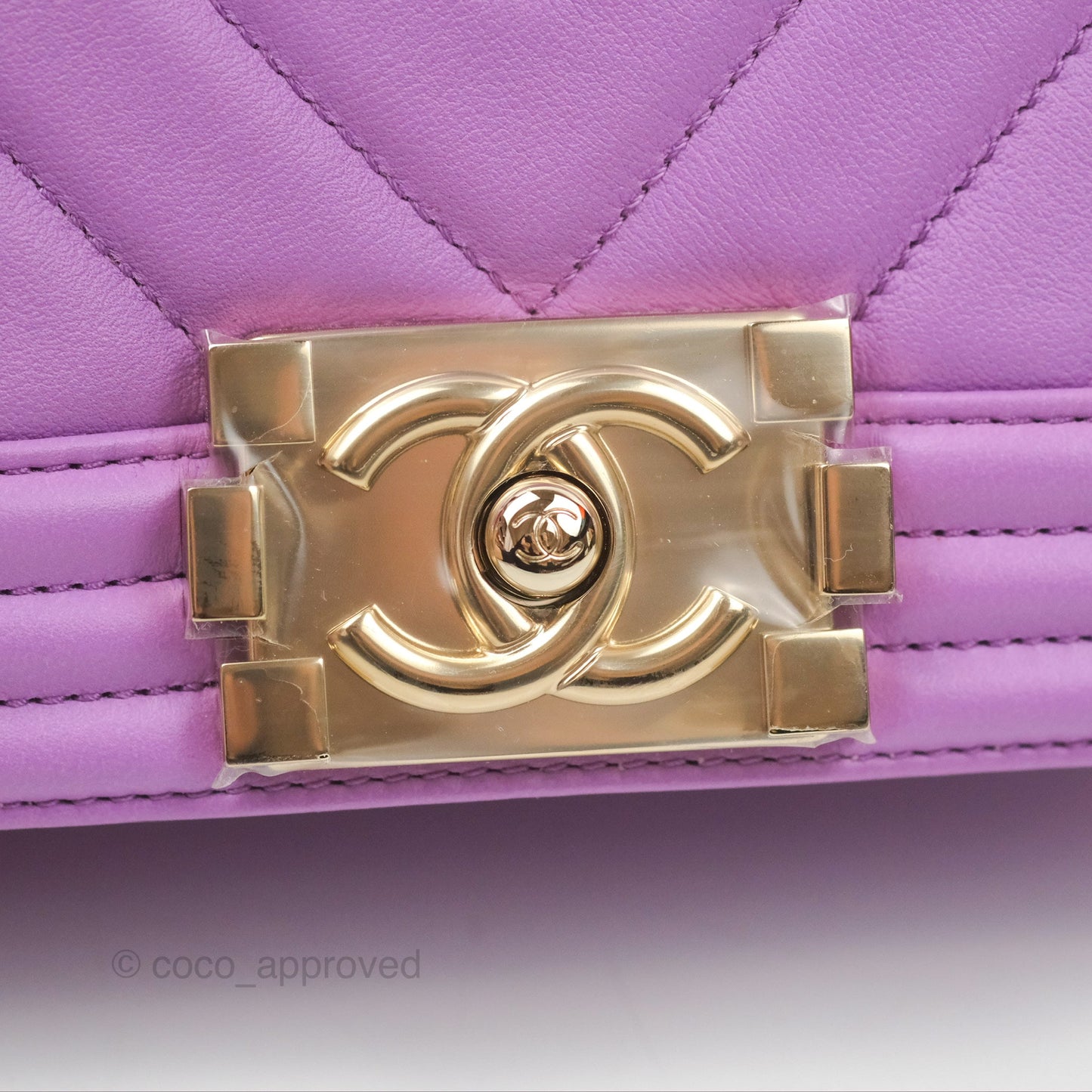 Chanel Chevron Small Boy Purple Calfskin Gold Hardwa