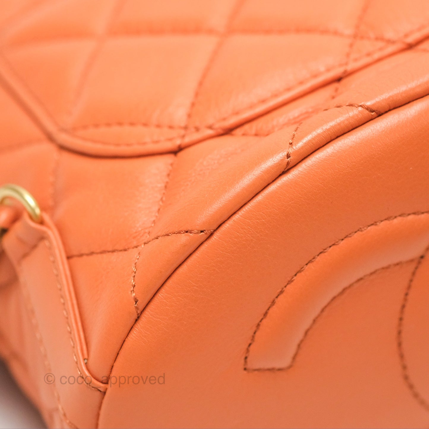 Chanel Small Drawstring Backpack Orange Calfskin Aged Gold Hardware 23A