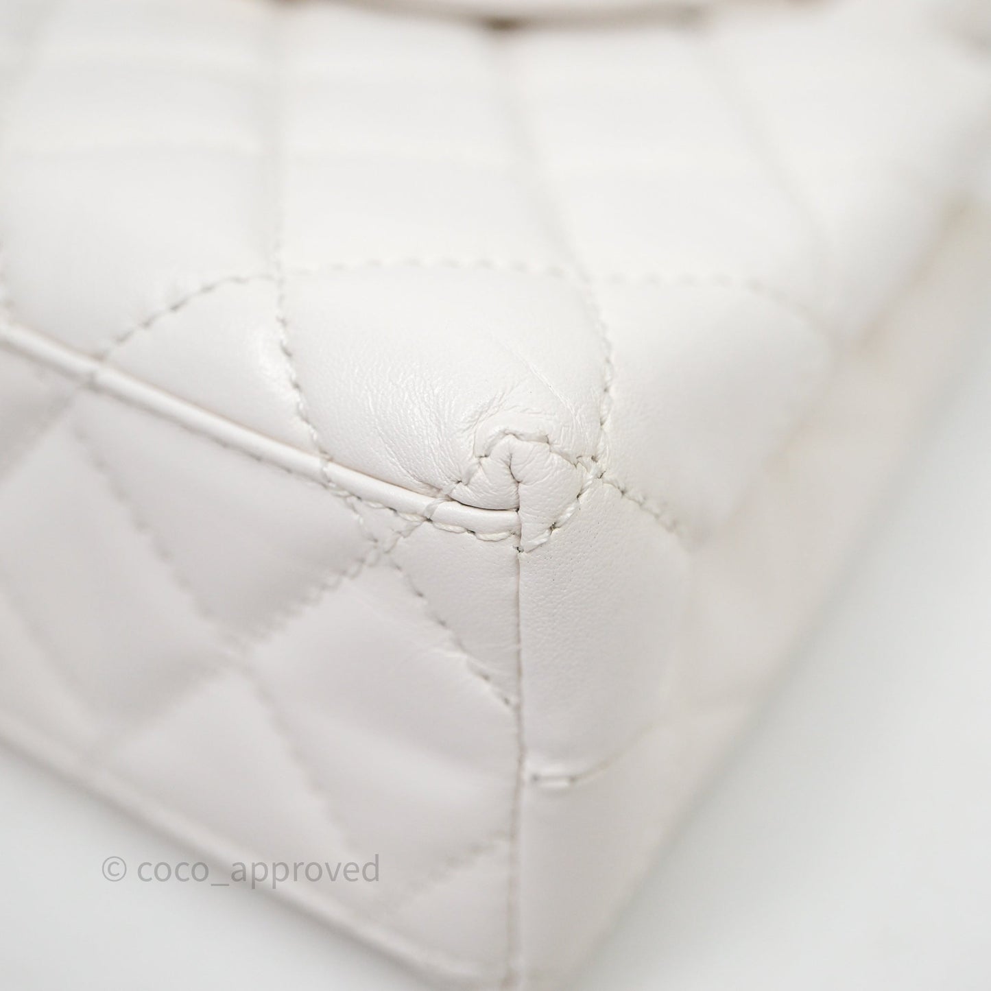 Chanel Kelly Bag Quilted White Lambskin Aged Gold Hardware