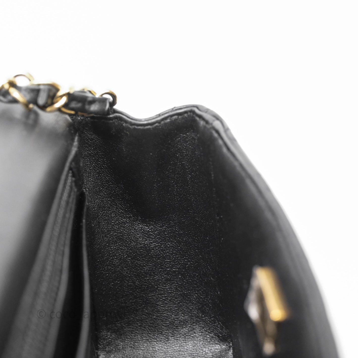 Chanel Mini Square Quilted Black Lambskin Gold Hardware