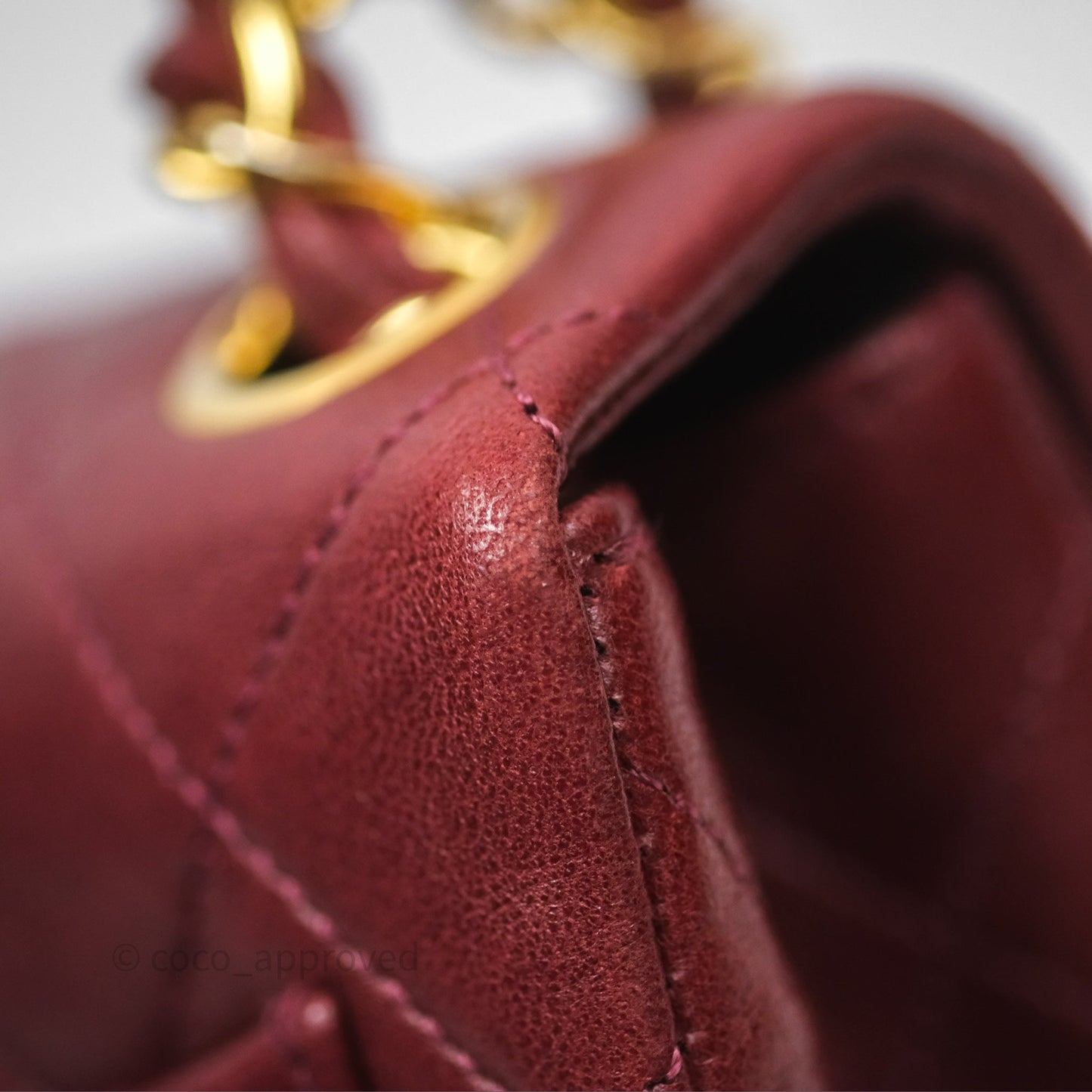 Chanel Vintage Mini Square Burgundy Lambskin 24K Gold Hardware