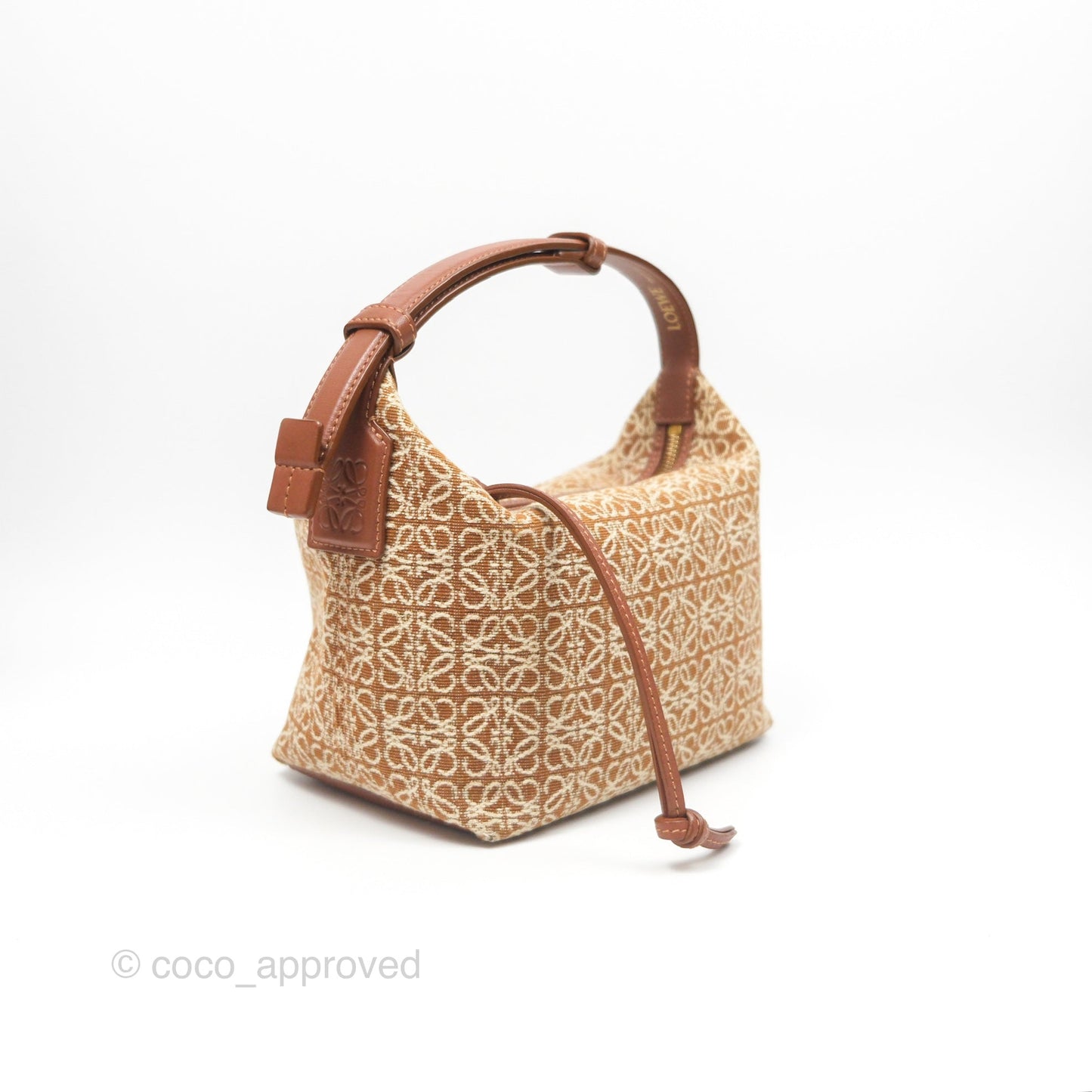 Loewe Small Cubi bag in Anagram Jacquard & Calfskin Tan Pecan
