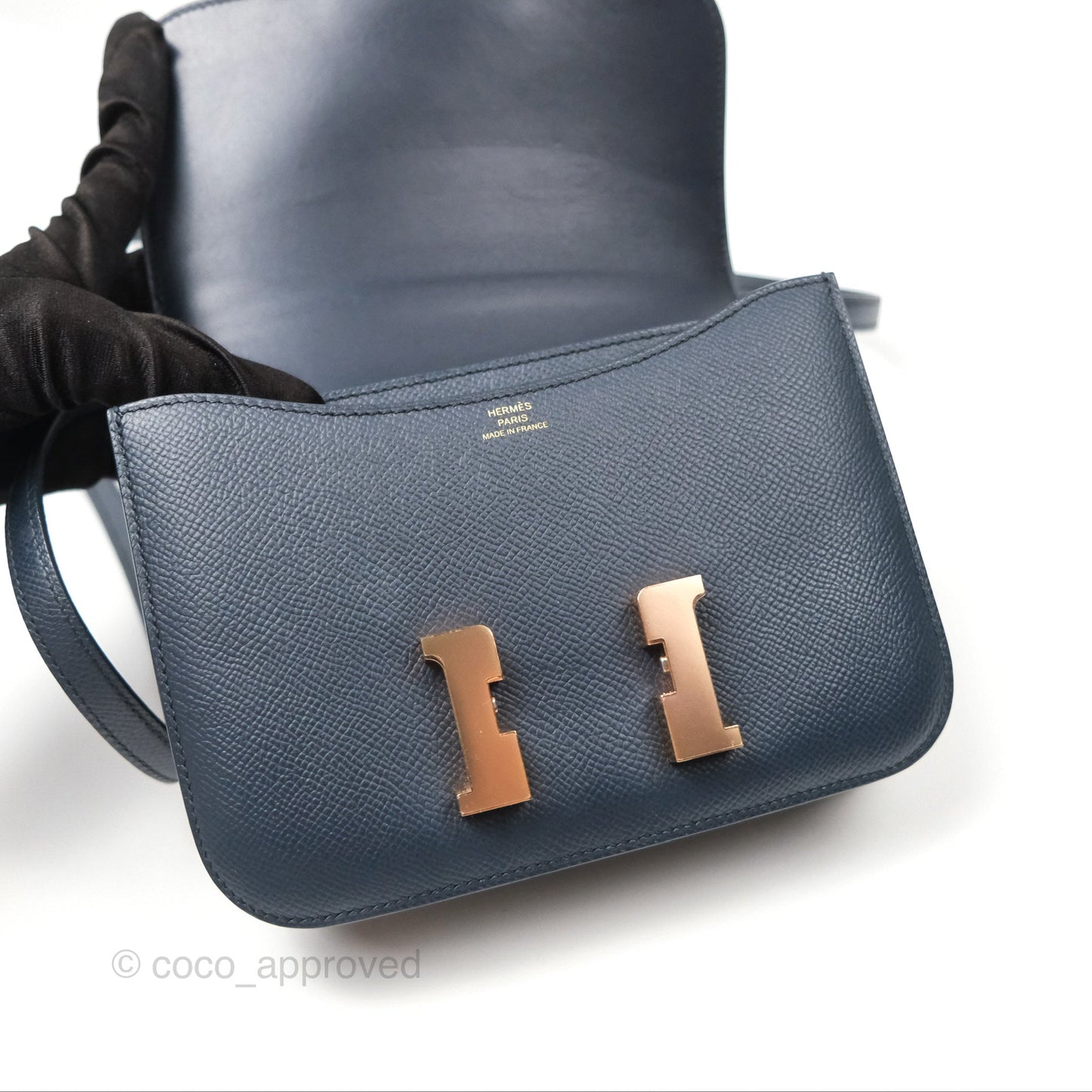 Hermès Constance Mini 18cm Bleu Nuit 2Z Epsom Rose Gold Hardware