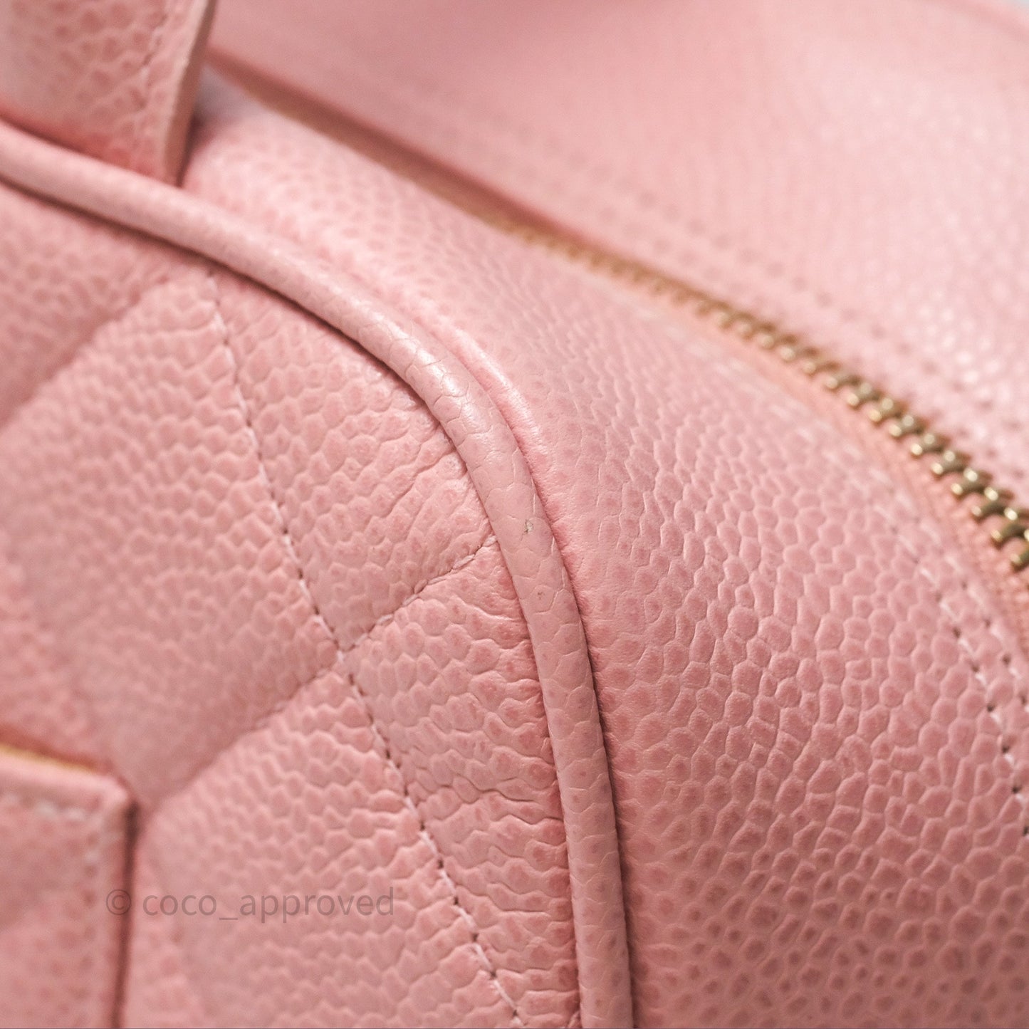 Chanel Vintage Mini CC Boston Bag Sakura Pink Caviar Gold Hardware