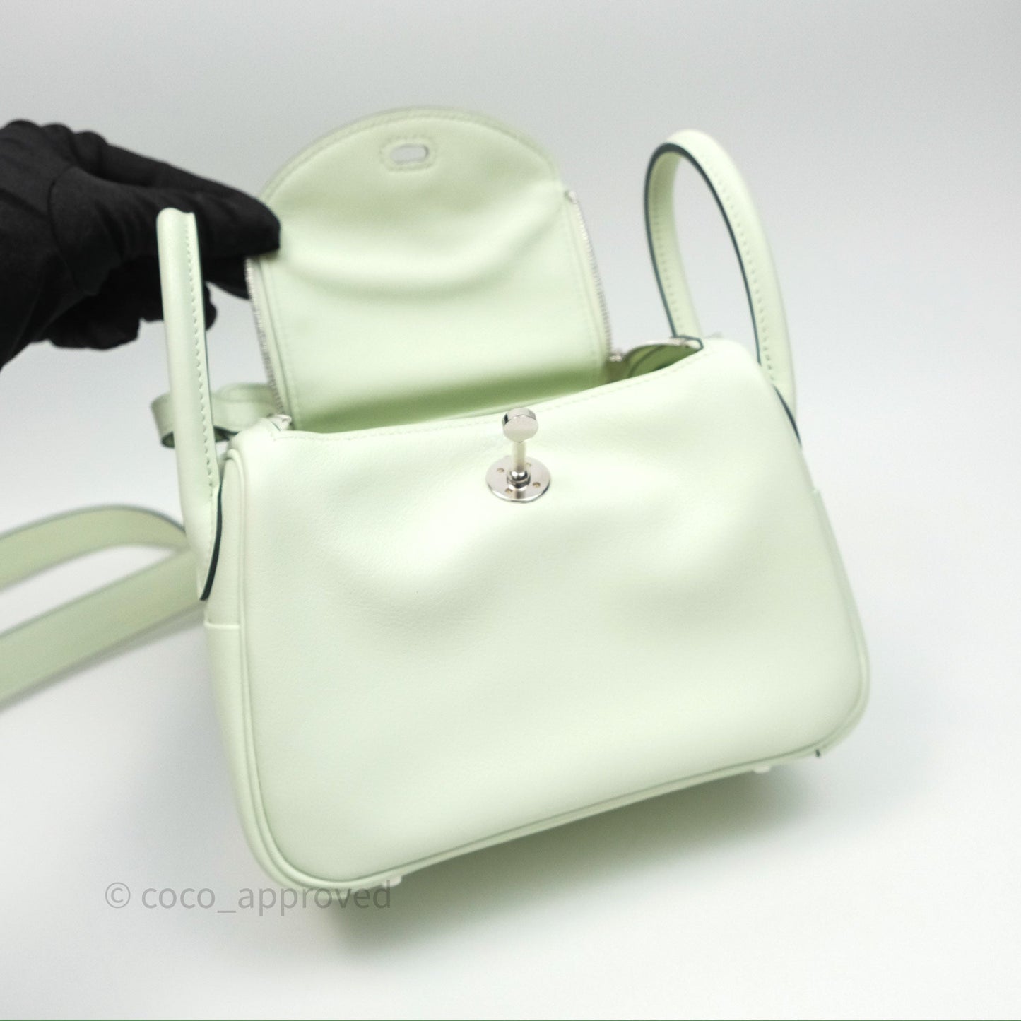Hermès Mini Lindy Vert Fizz 0S Swift Palladium Hardware