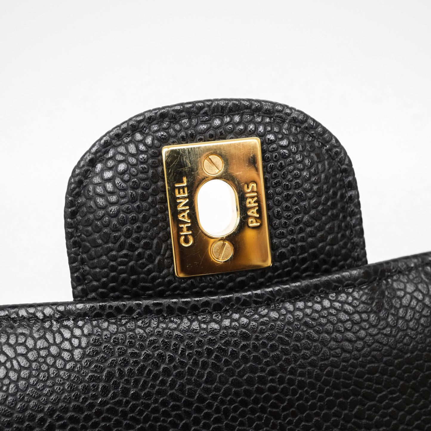 Chanel Classic M/L Medium Double Flap Black Caviar Gold Hardware