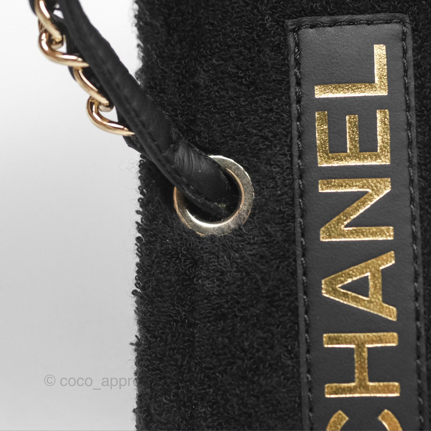 Chanel Chain Terry Slide Thong Sandals Black Size 39