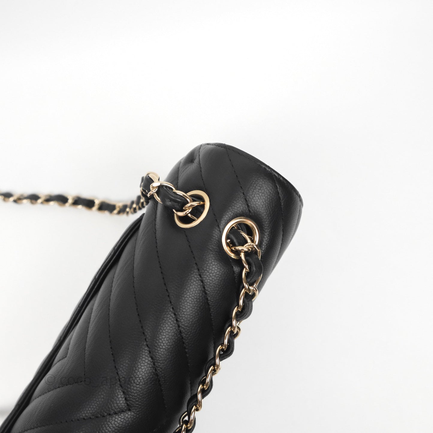 Chanel Classic M/L Medium Flap Chevron Black Caviar Gold Hardware