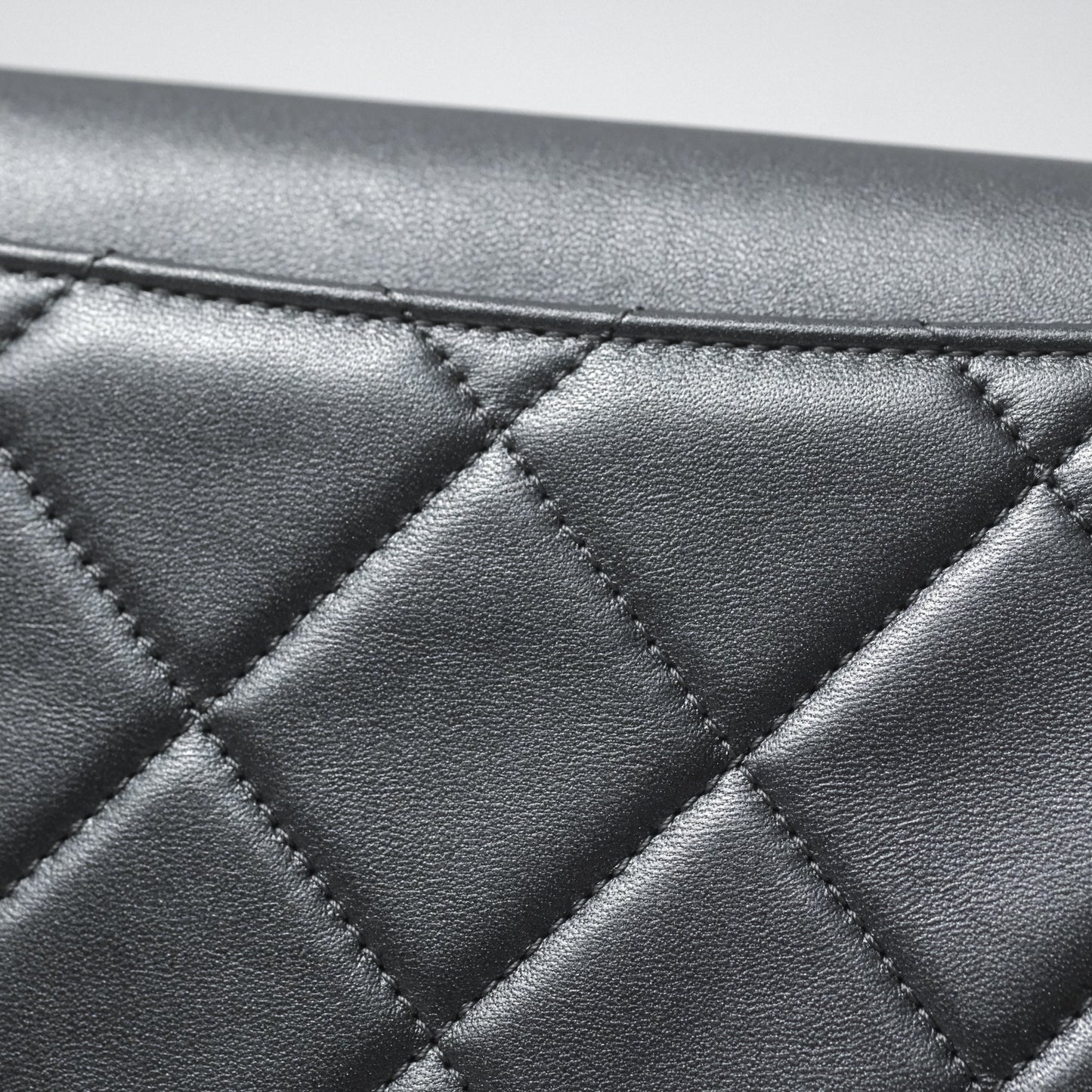Chanel Clutch with Chain Metallic Dark Grey Silver Hardware
