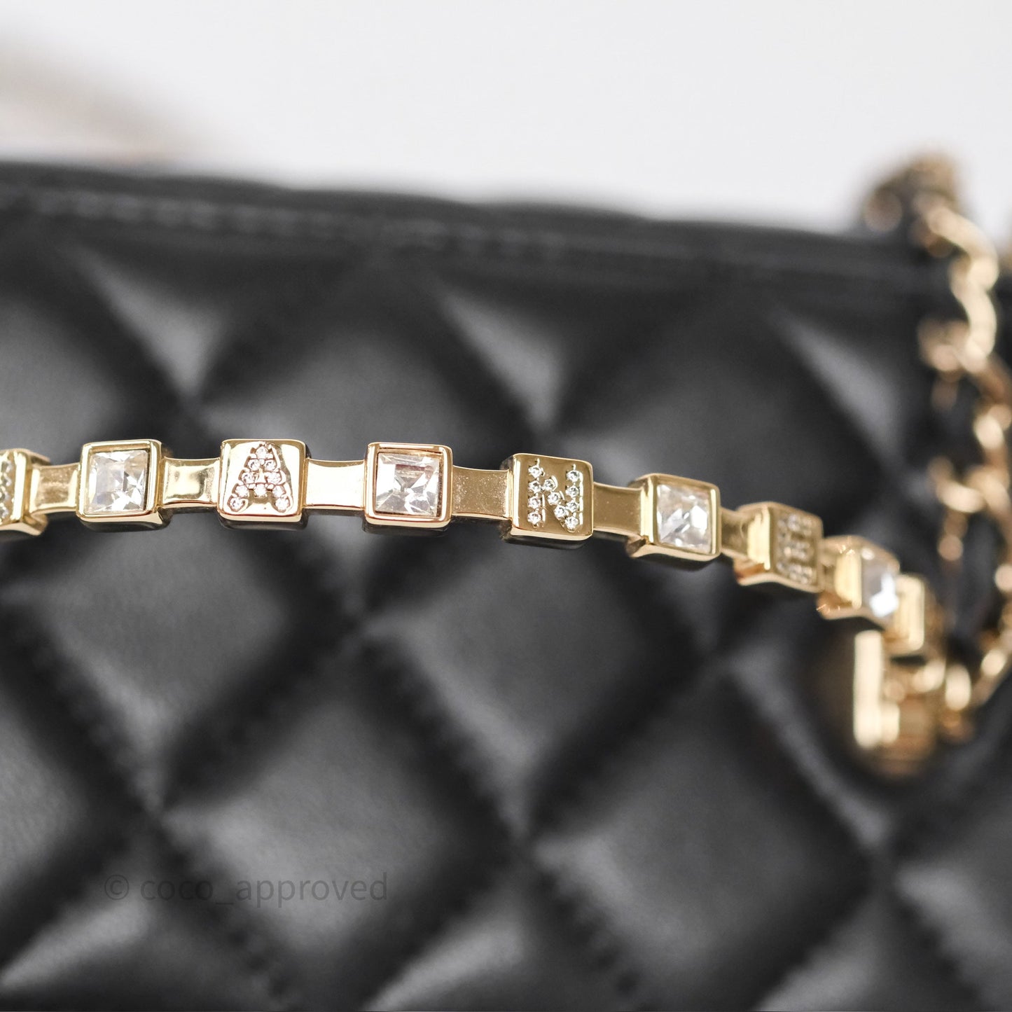 Chanel Crystals Top Handle Vanity Rectangular Black Lambskin Gold Hardware