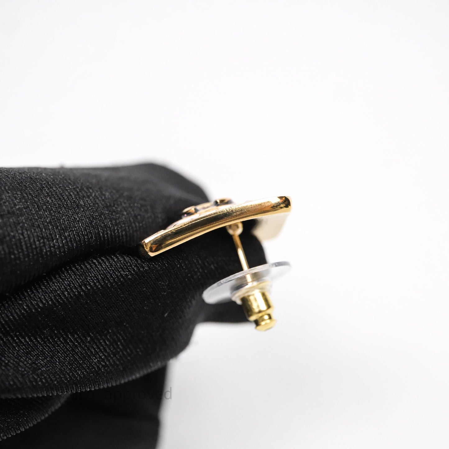 Chanel CC White Resin Square Earrings Gold Tone 24C