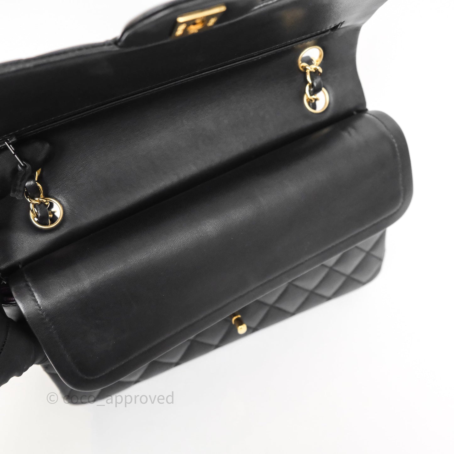 Chanel Quilted Classic M/L Medium Flap  Black Lambskin Gold Hardware