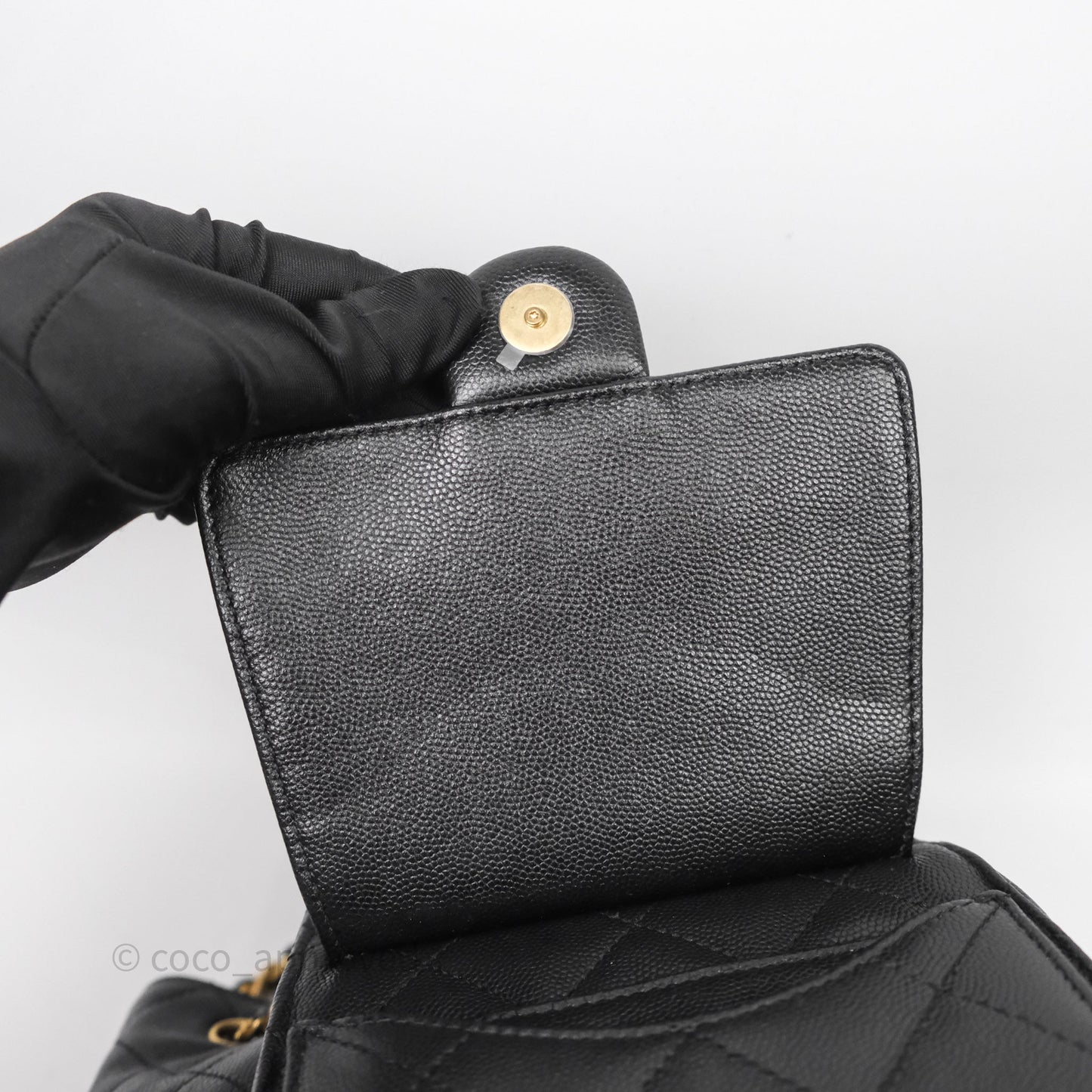 Chanel 25 Medium Black Caviar Aged Gold Hardware