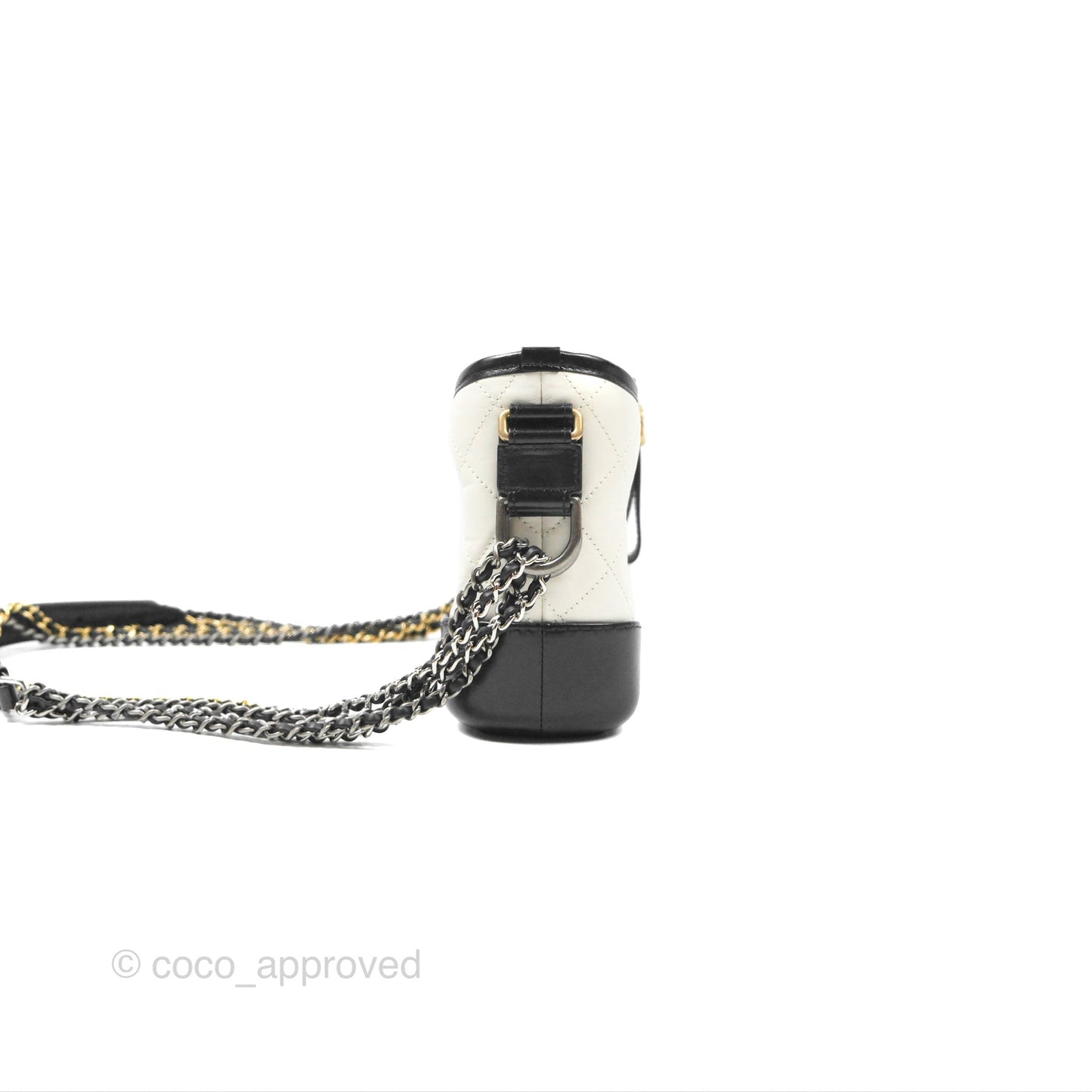 Chanel Small Gabrielle Hobo Quilted Black White Aged Calfskin