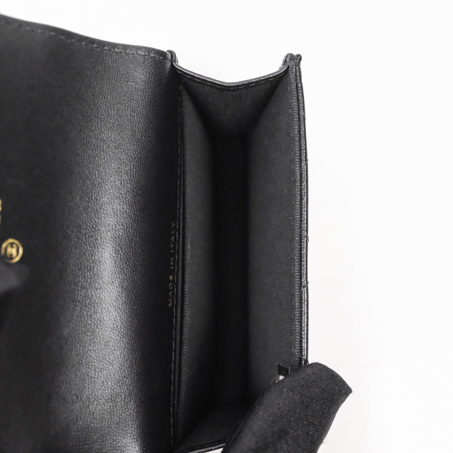 Chanel Jewel Hook Card Holder Black Lambskin Aged Gold Hardware