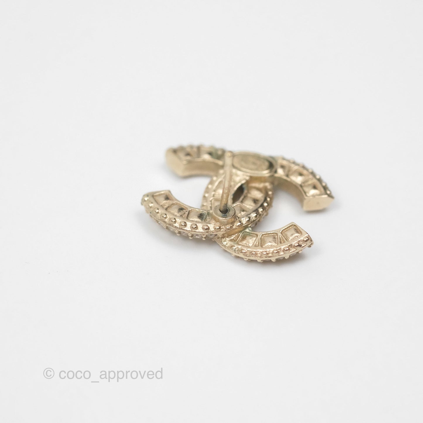 Chanel Crystal CC Earrings Gold Tone 20V