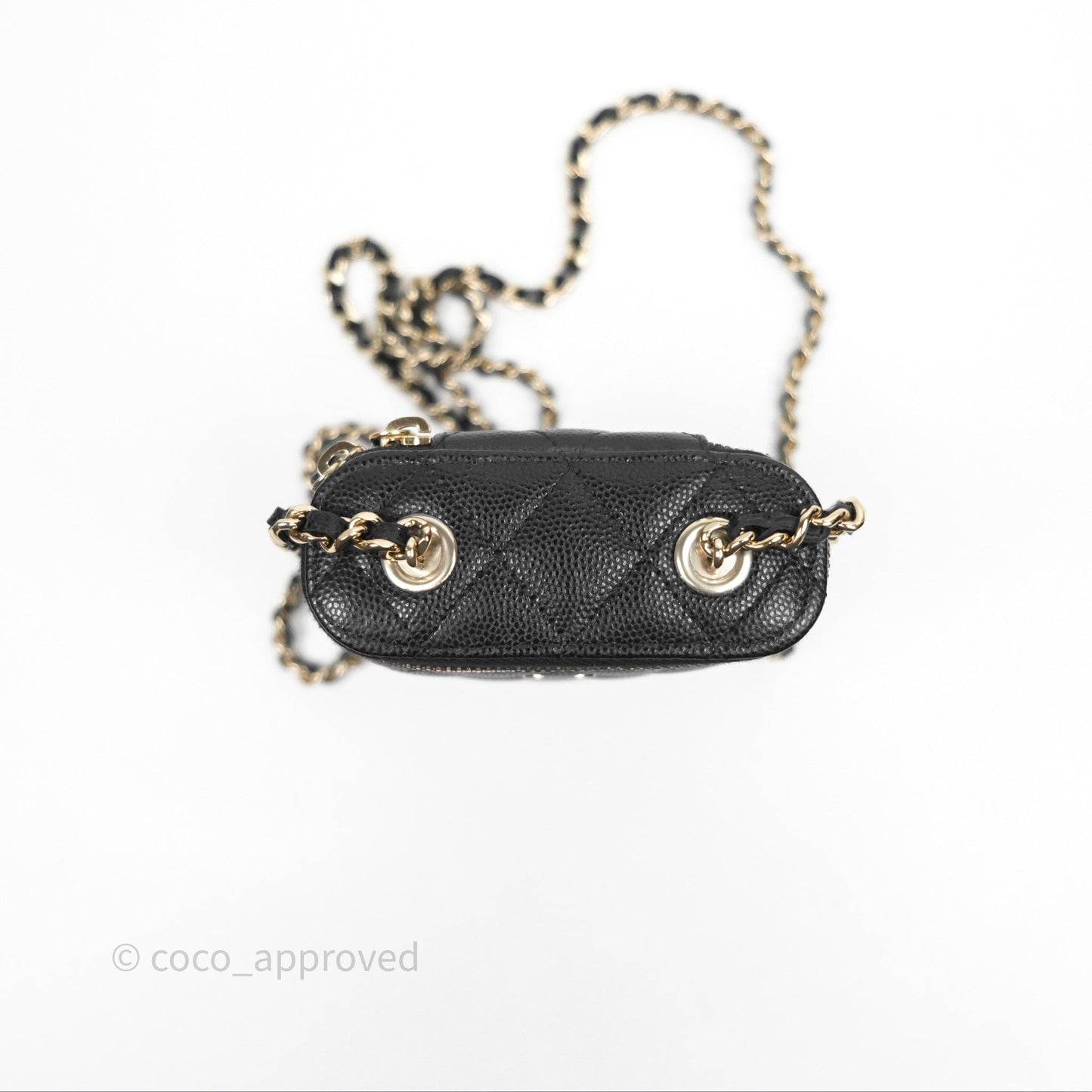 Chanel Classic Mini Vanity With Chain Black Caviar Gold Hardware