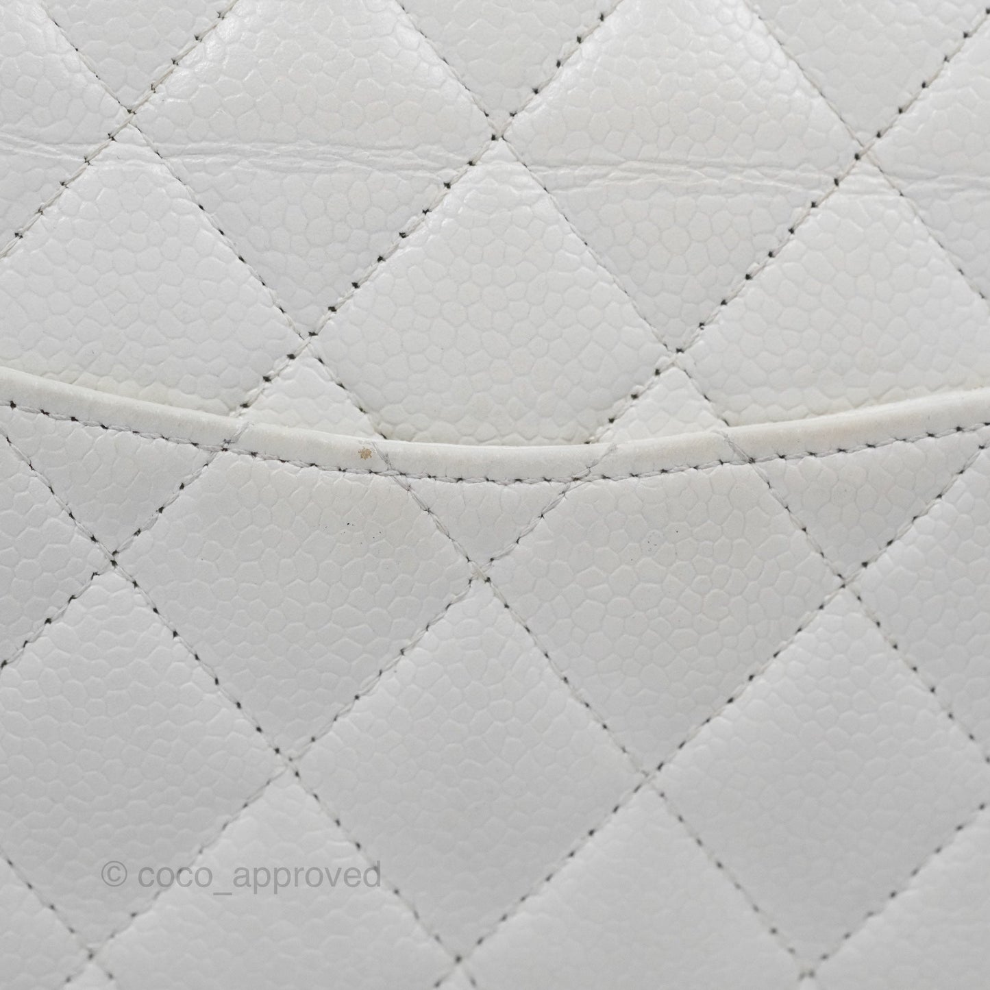 Chanel Classic M/L Medium Flap Quilted White Caviar Silver Hardware