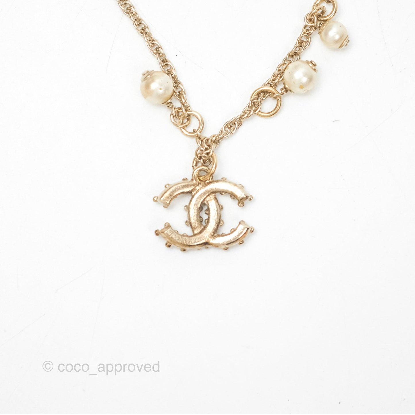 Chanel CC Crystal Pearl Chain Bracelet Gold Tone 19C