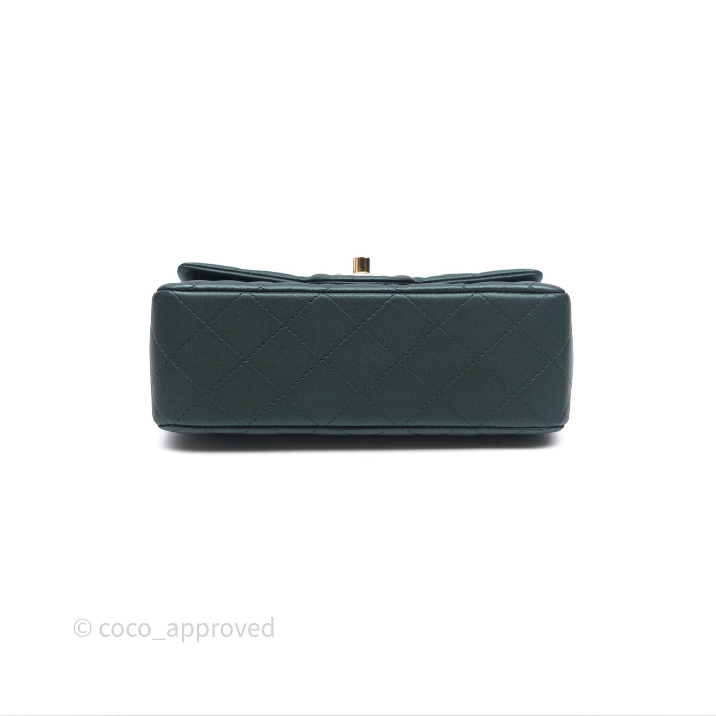Chanel Top Handle Mini Rectangular Flap Iridescent Green Lambskin Gold Hardware