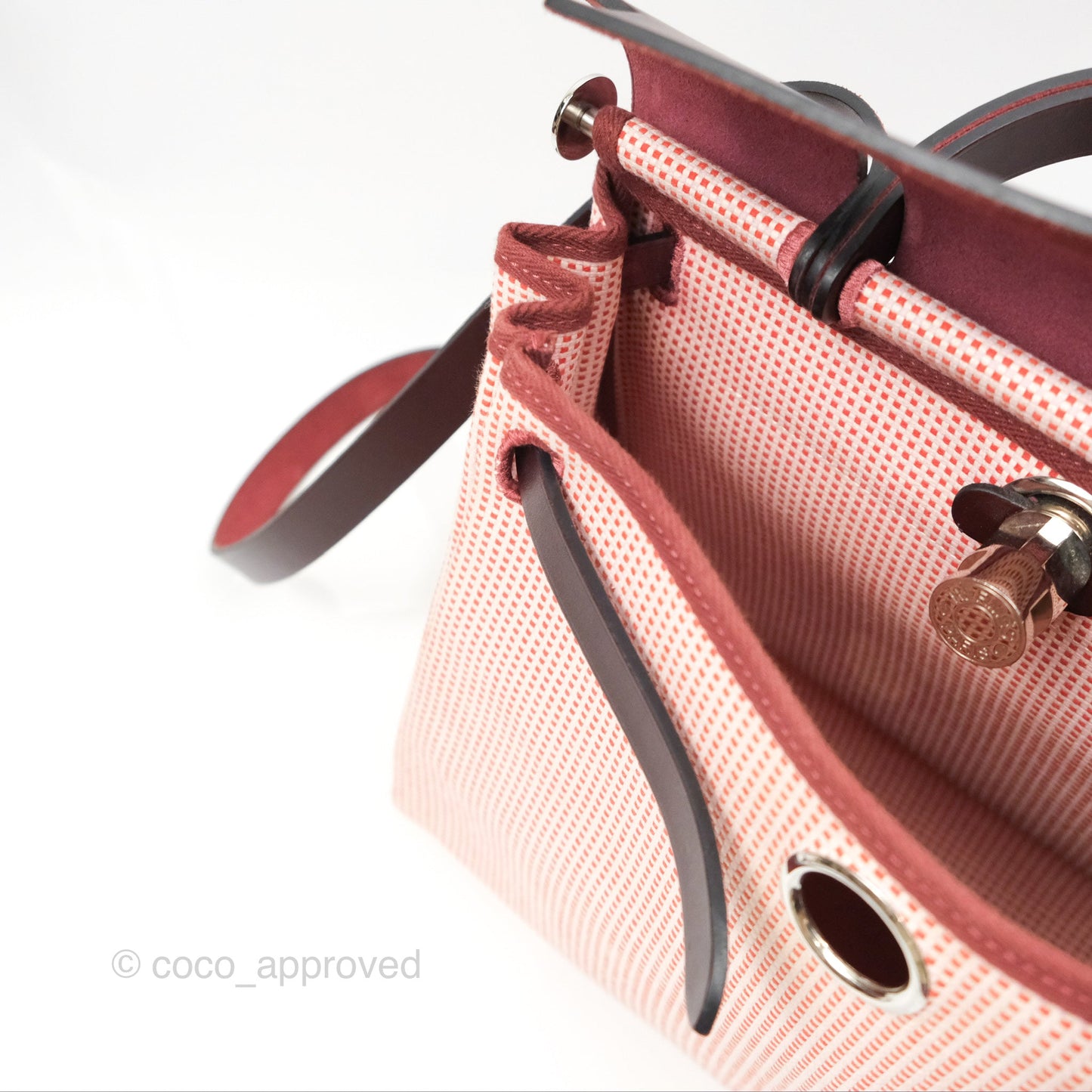 Hermès Herbag Retourne Zip 31 Ecru/Brique/Mauve Pale/Rouge Sellier Canvas Palladium Hardware