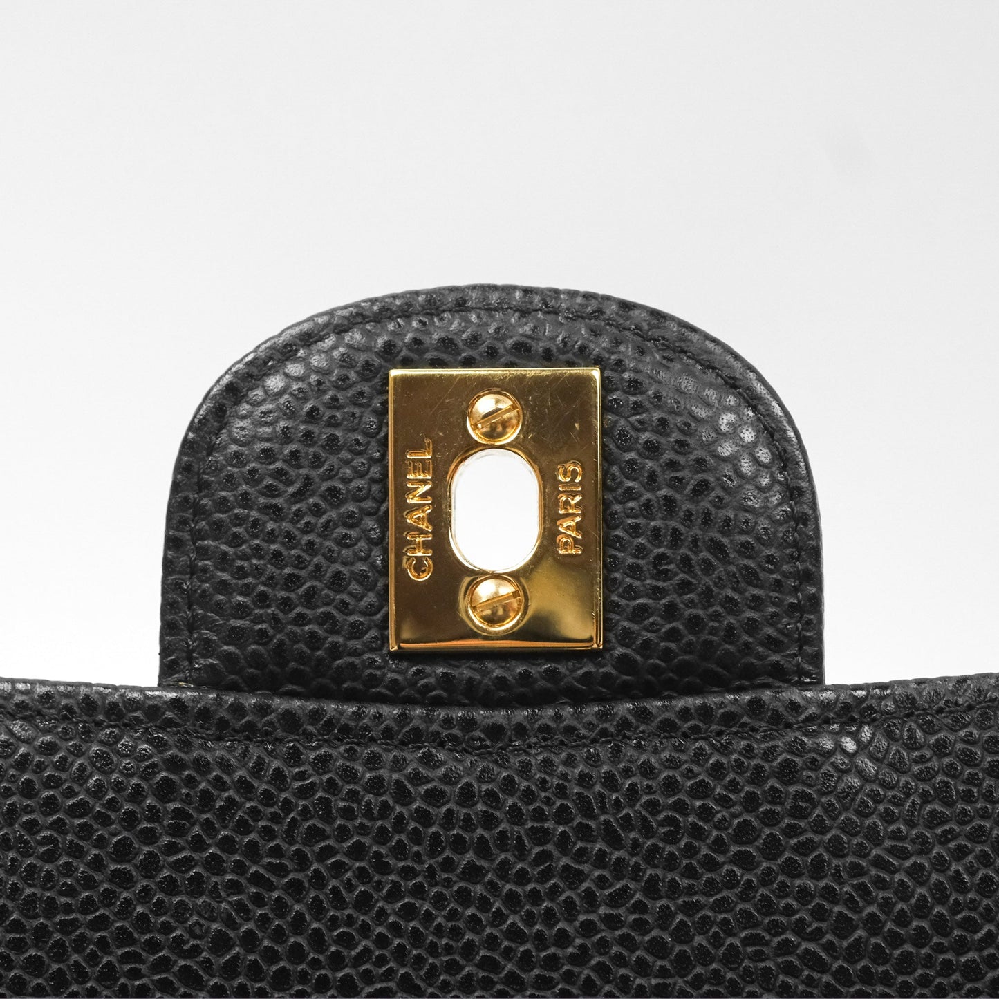 Chanel Classic M/L Medium Flap Quilted Black Caviar Gold Hardware