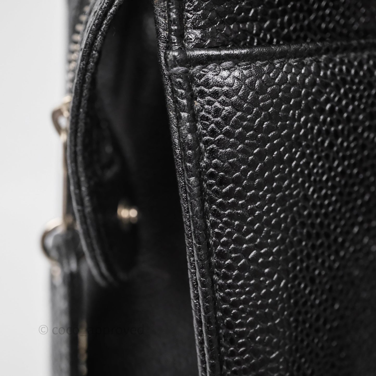 Chanel Vintage Tote Bag Black Caviar Silver Hardware