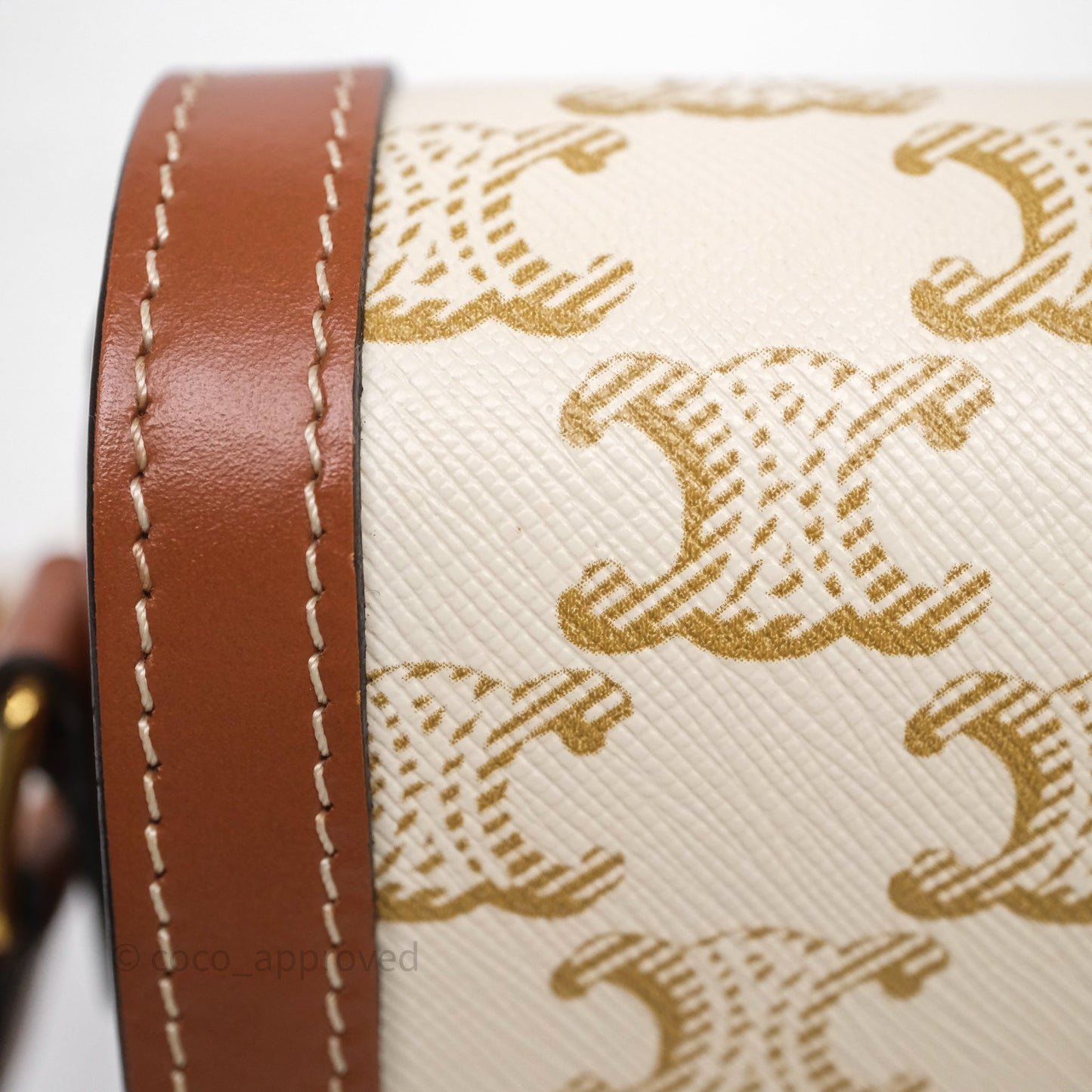 Celine Teen Triomphe Bag Triomphe Canvas Tan Calfskin