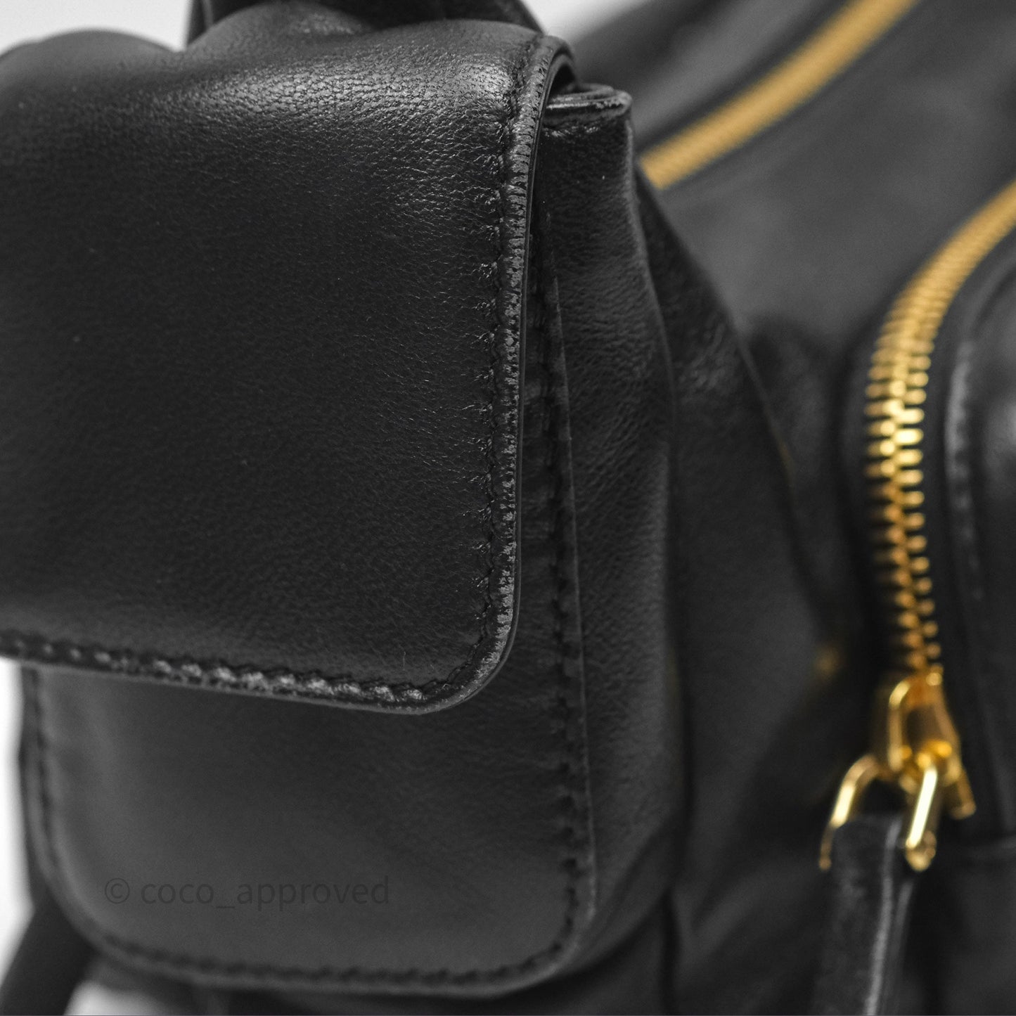 Miu Miu Nappa Leather Pocket Bag Black Lambskin Gold Hardware