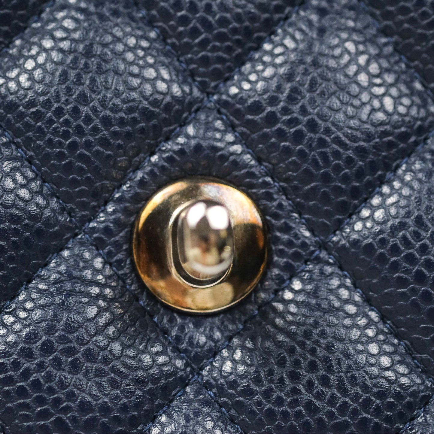 Chanel Classic M/L Medium Flap Quilted Navy Caviar Silver Hardware