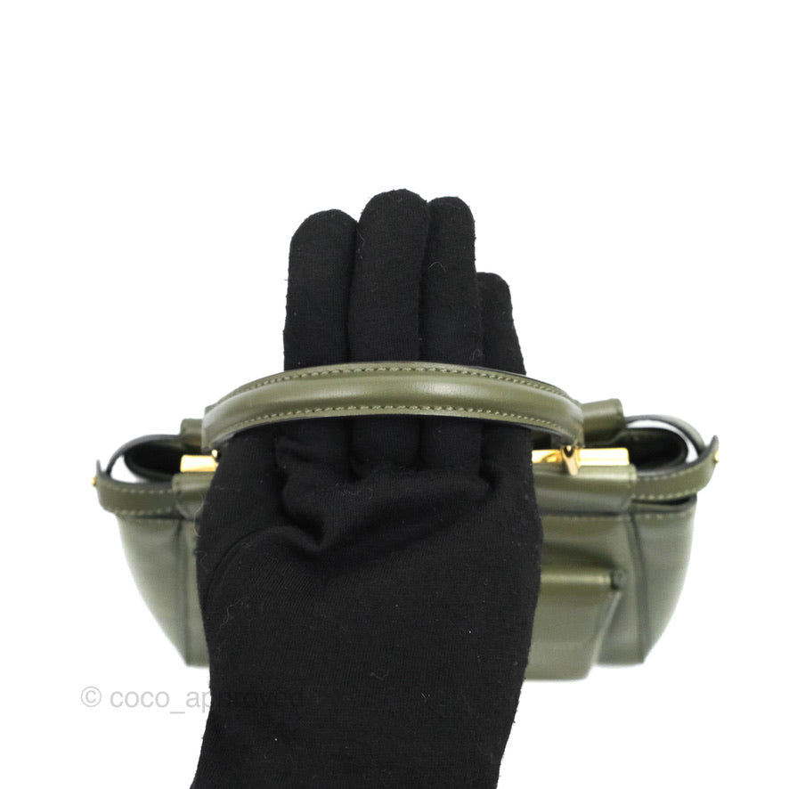 Fendi Mini Peekaboo Pocket Bag Olive Green Gold Hardware