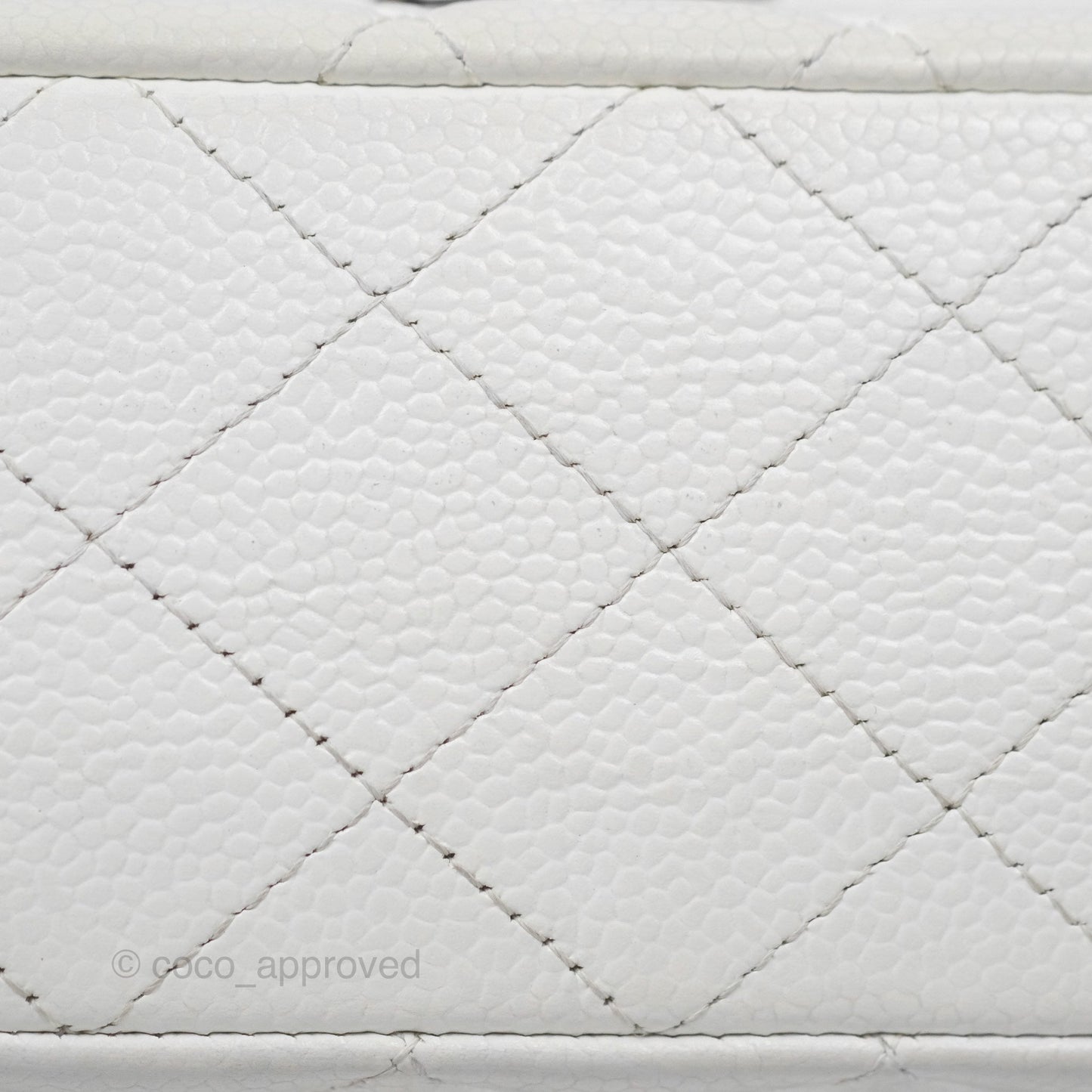 Chanel Classic M/L Medium Flap Quilted White Caviar Silver Hardware