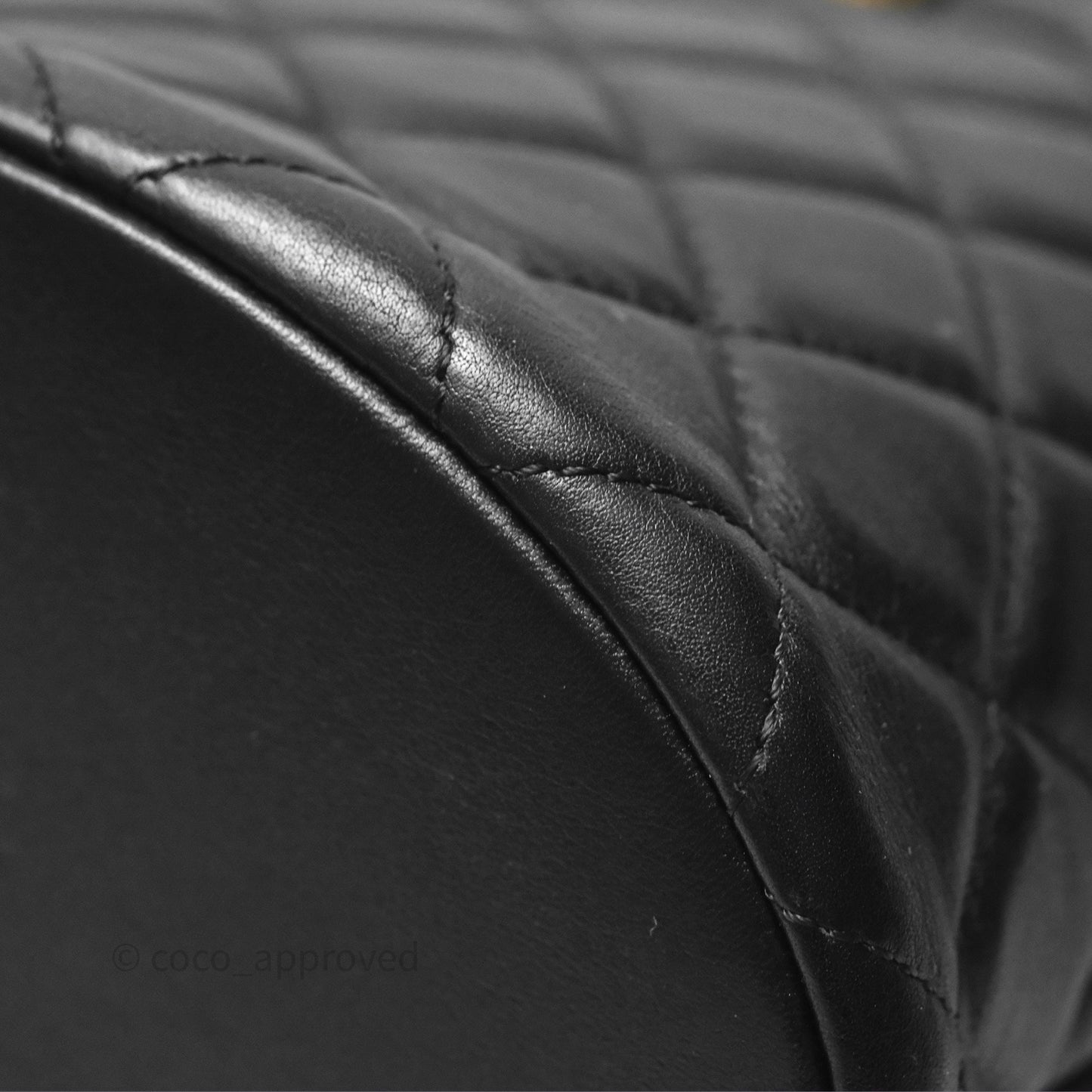 Chanel Quilted Boy Bucket Bag Black Lambskin Aged Gold Hardware