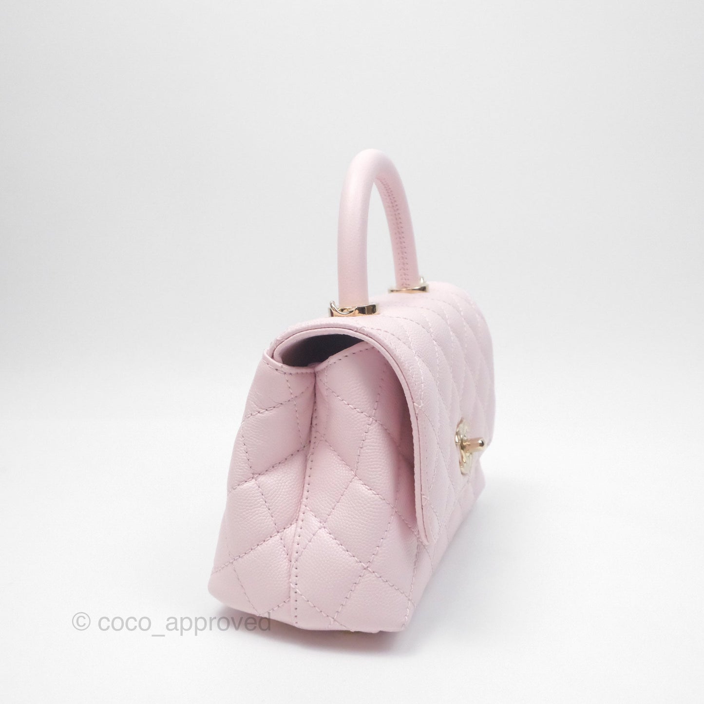 Chanel Mini Coco Handle Quilted Light Pink Caviar Gold Hardware
