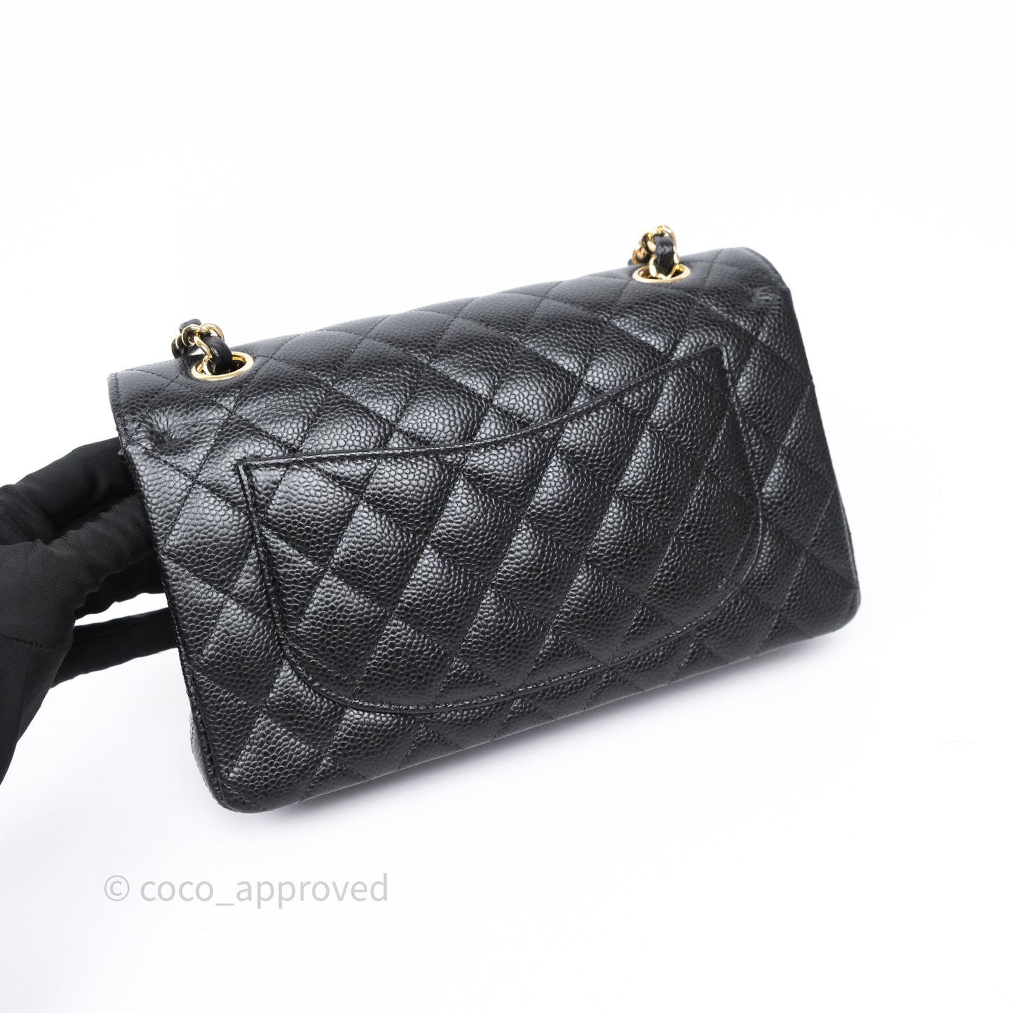 Chanel Small Classic Flap Quilted Black Caviar Gold Hardware
