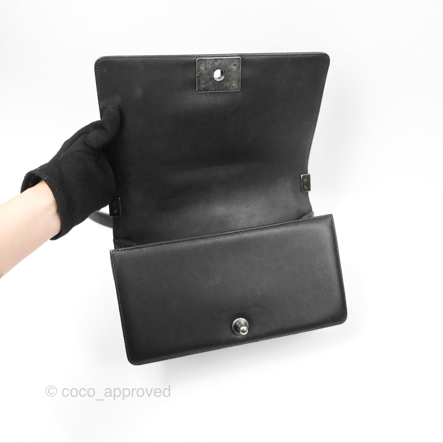 Chanel Quilted Medium Boy Black Calfskin Ruthenium Hardware
