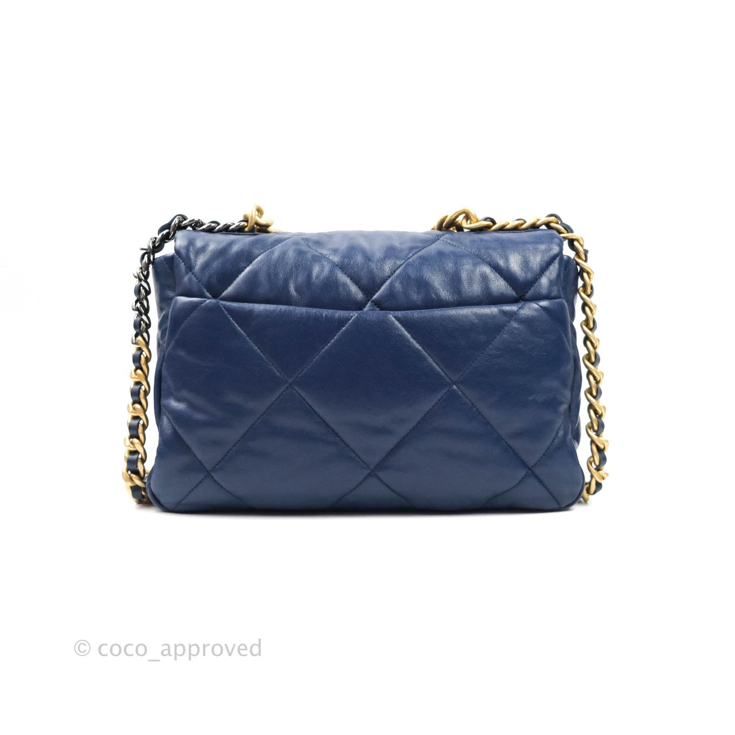 Chanel 19 Medium Blue Mixed Hardware Goatskin