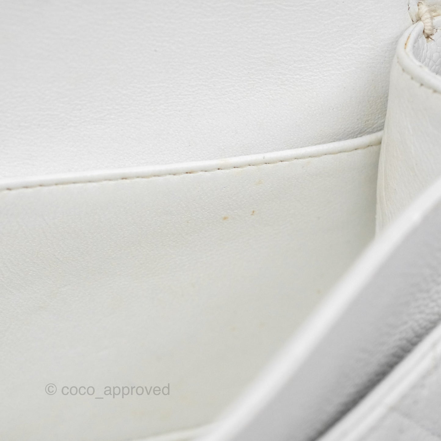 Chanel Classic M/L Medium Double Flap White Caviar Silver Hardware